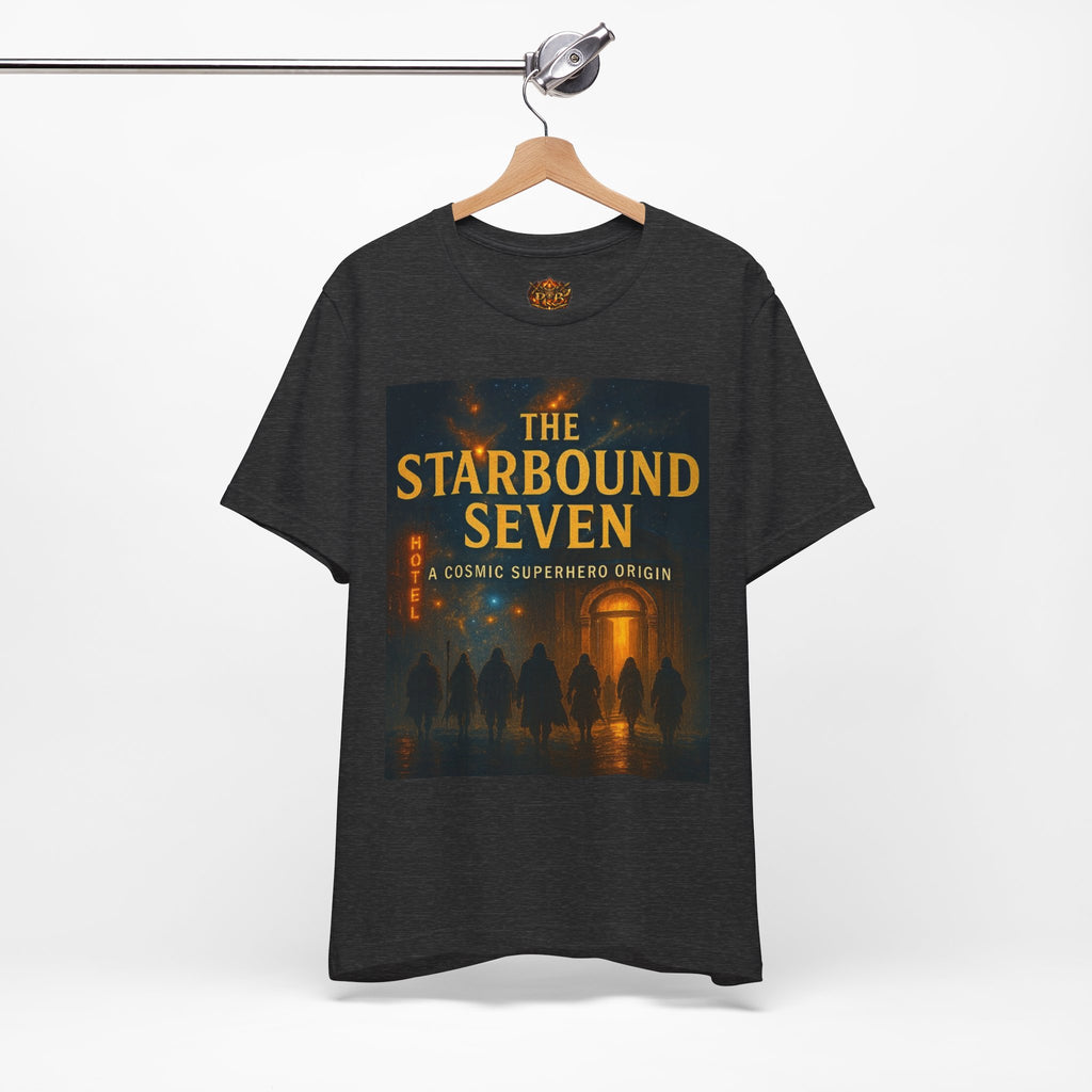Power Runs Black PRB The Starbound Seven Tee – Retro Cosmic Superhero Poster Shirt by Power Runs Black