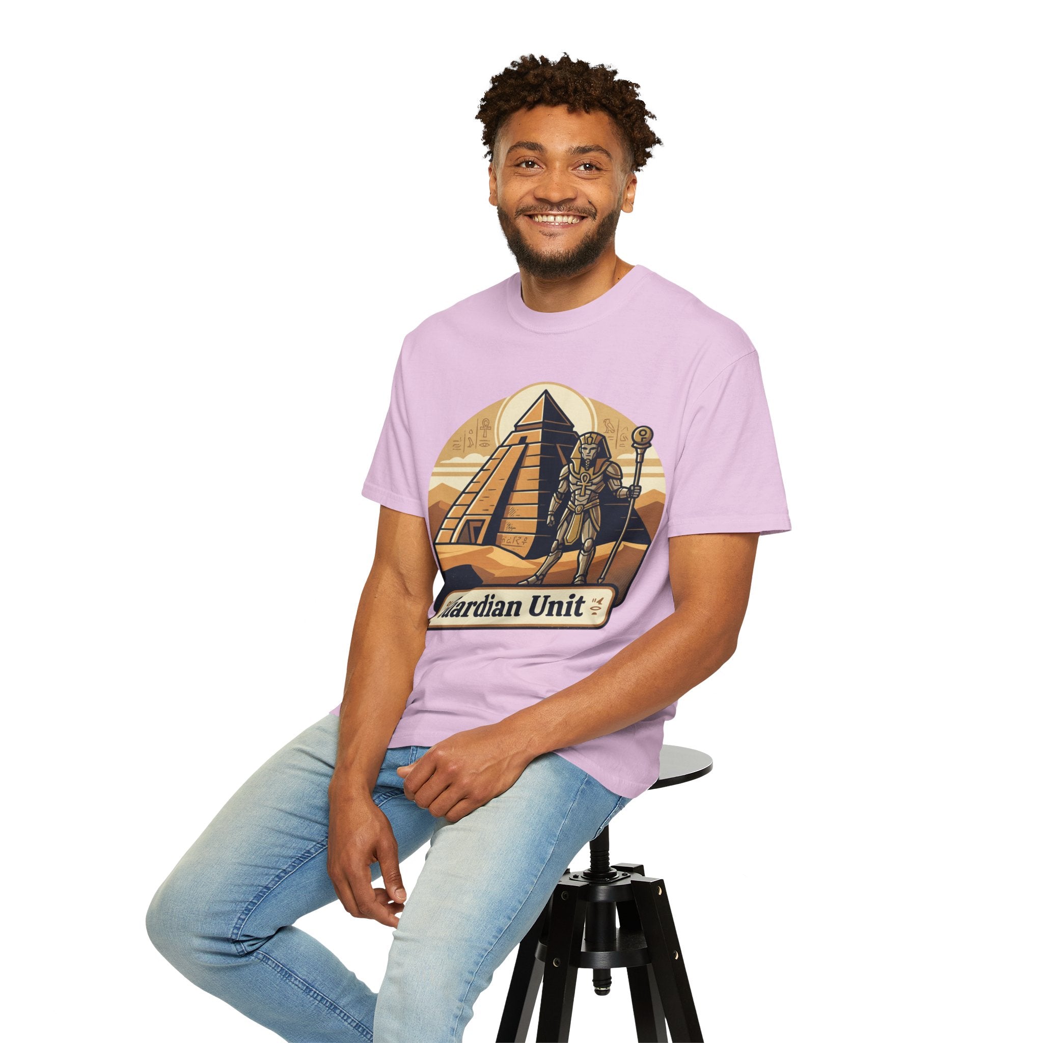 Power Runs Black PRB Guardian Unit T-Shirt — Egyptian Pyramid Sci‑Fi Graphic Tee by Printify