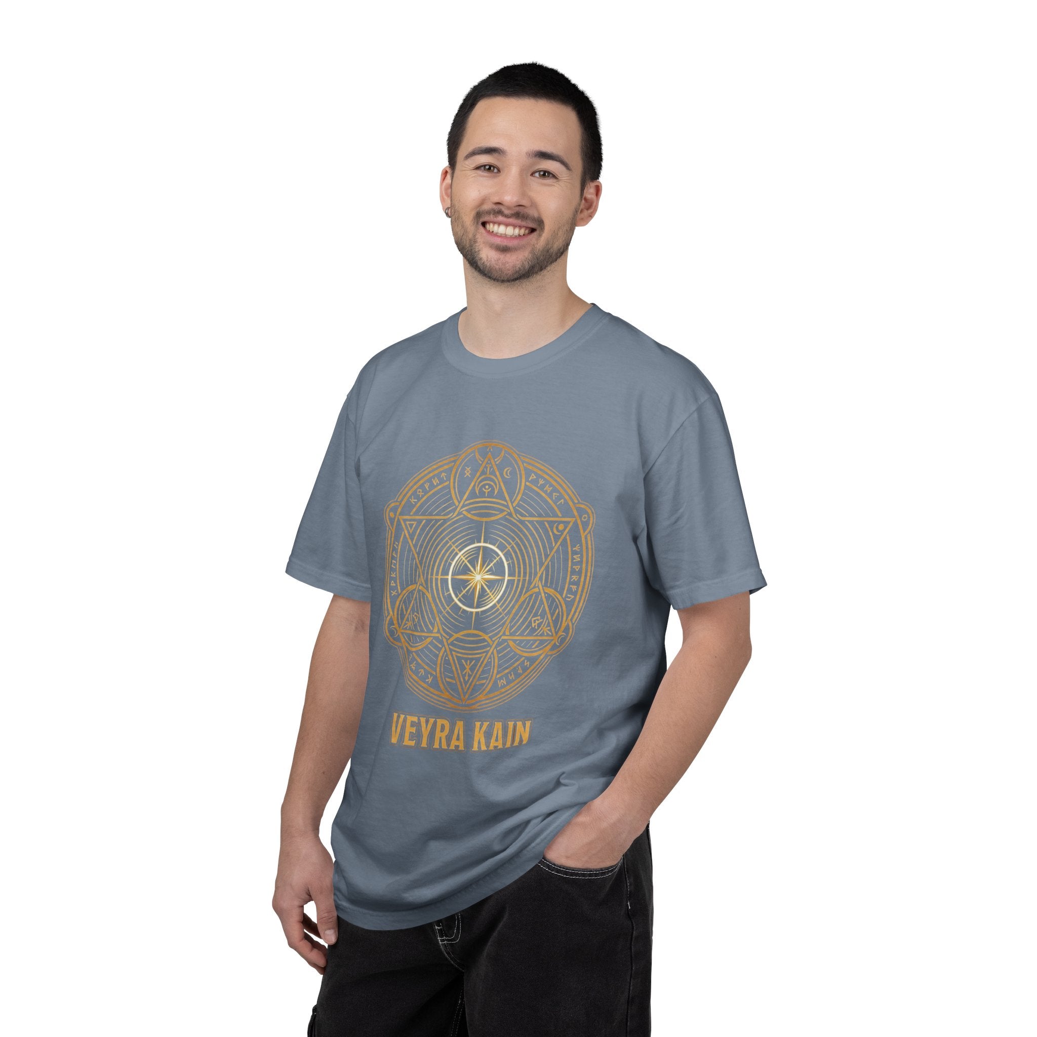 Power Runs Black PRB — Veyra Kain Geometric Sigil Tee with “Too Much Becomes Ruin” Graphic T-Shirt by Printify