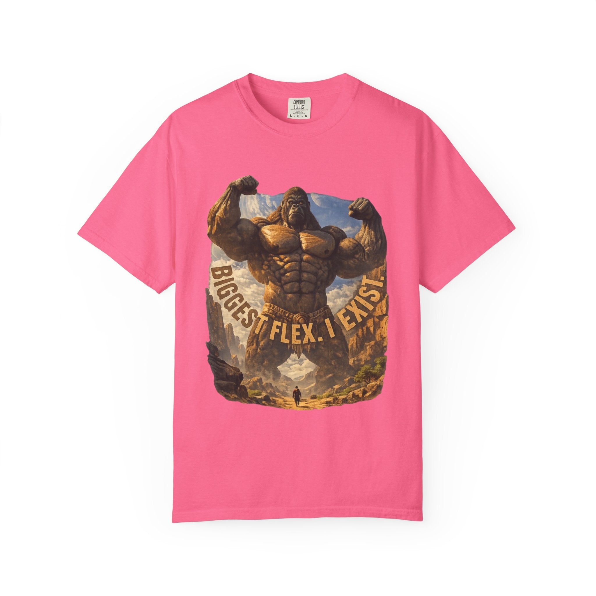 PRB Biggest Flex I Exist T-Shirt — Funny Muscle Gorilla Graphic Tee by Power Runs Black