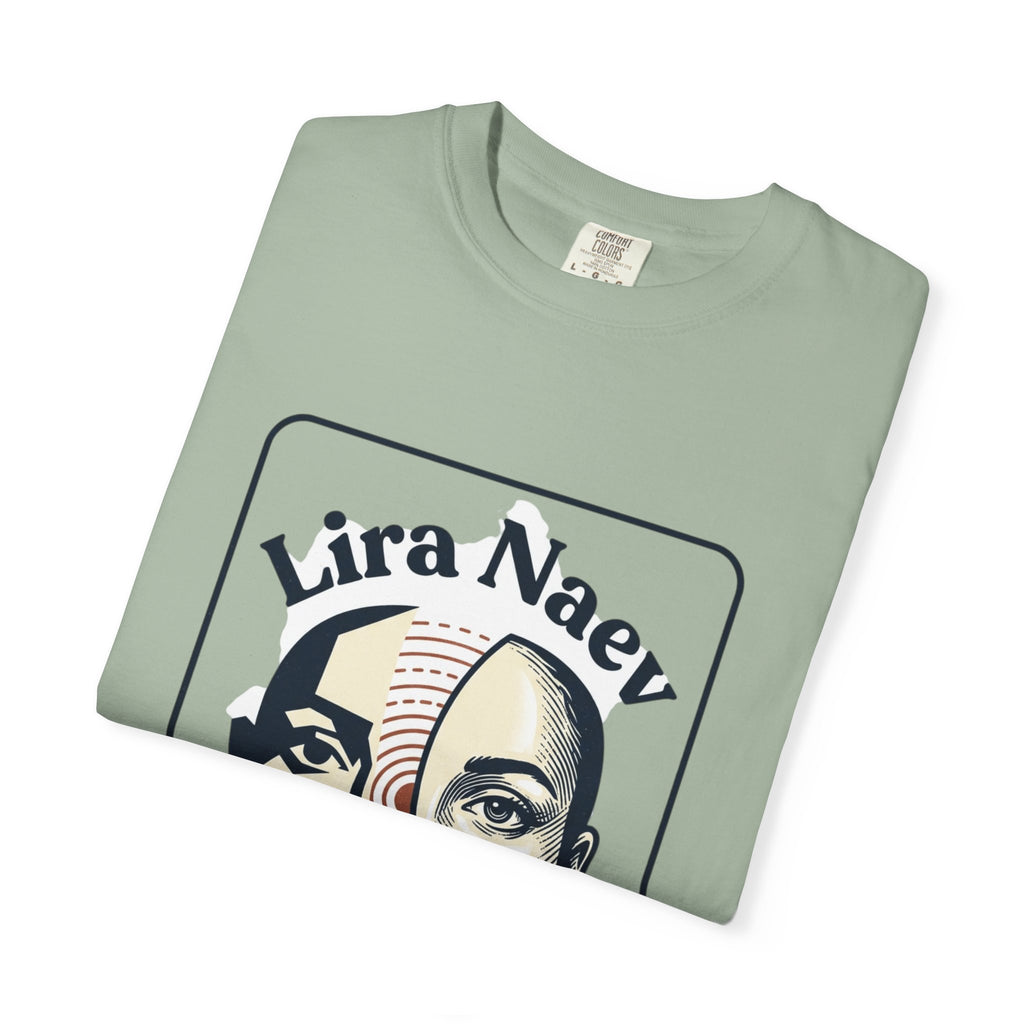 Power Runs Black PRB Lira Naev Split-Face Graphic T-Shirt — “Perception shifts the center” Statement Tee by Printify