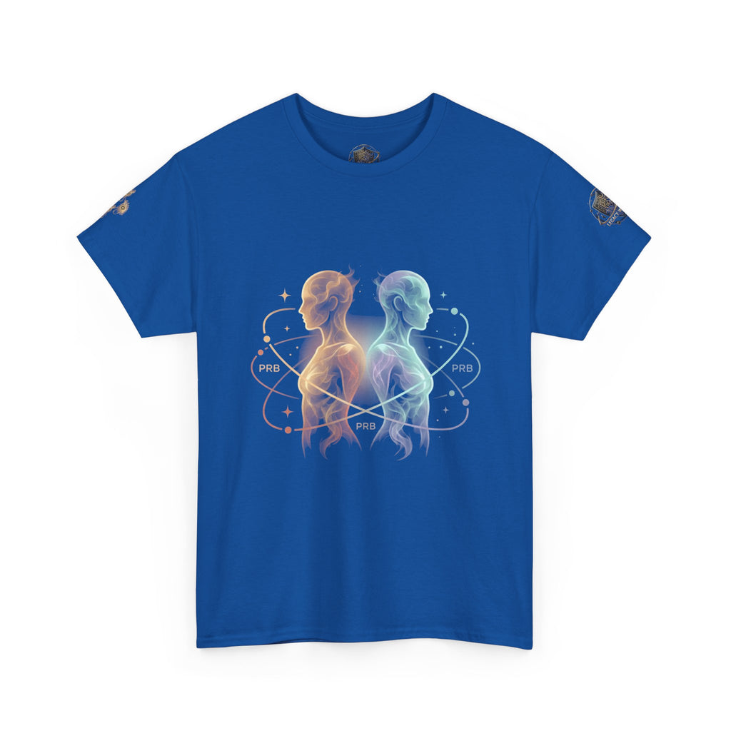 Power Runs Black Gemini Spirit Tee — Twin Sun & Moon Celestial Graphic T-Shirt by Printify
