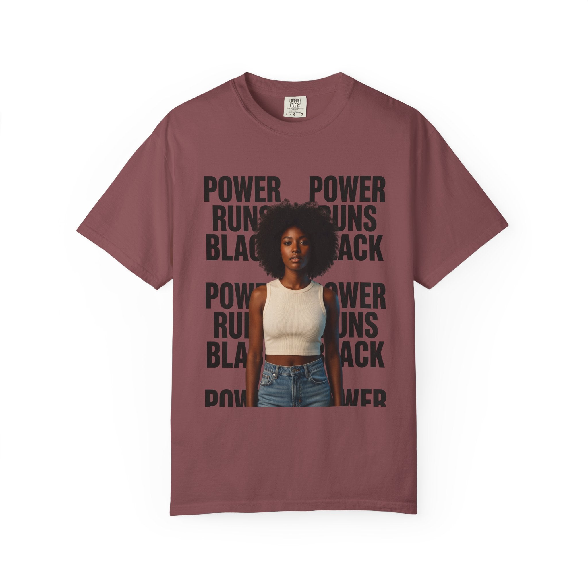 PRB Power Runs Black T-Shirt — Empowerment Portrait Tee by Power Runs Black