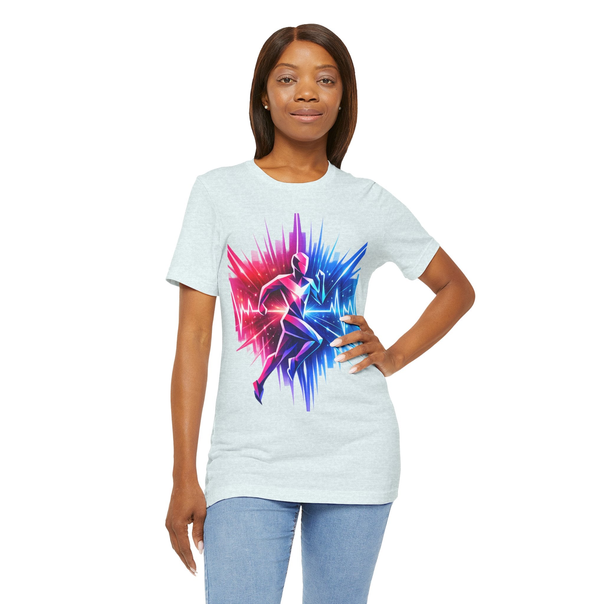 Power Runs Black PRB Running Pulse Graphic Tee — Neon Runner Heartbeat Sports T‑Shirt by Power Runs Black