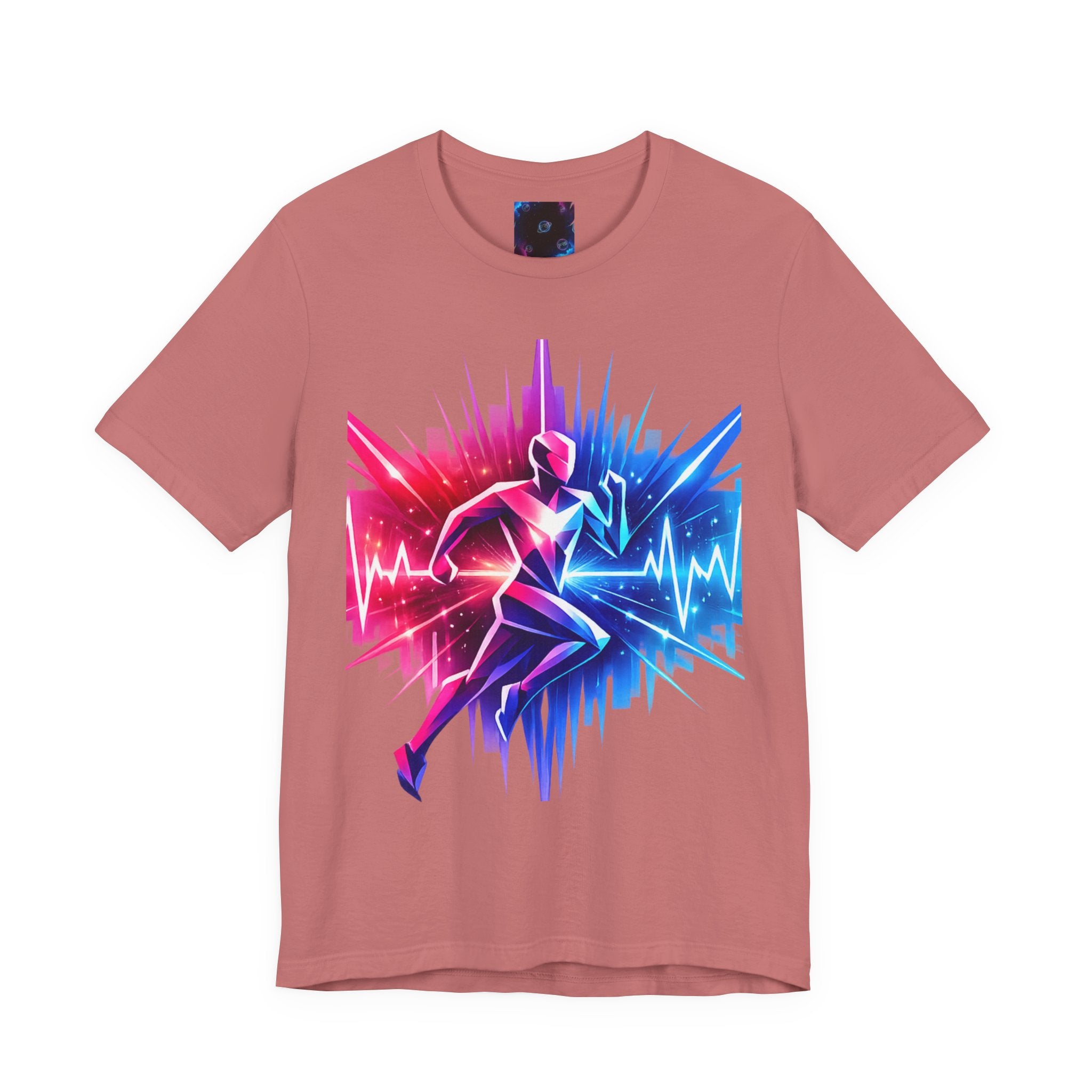Power Runs Black PRB Running Pulse Graphic Tee — Neon Runner Heartbeat Sports T‑Shirt by Power Runs Black