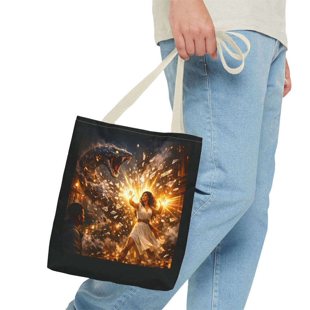 PRB Raging Serpent Burst tote bag | Fantasy serpent explosion art by Printify