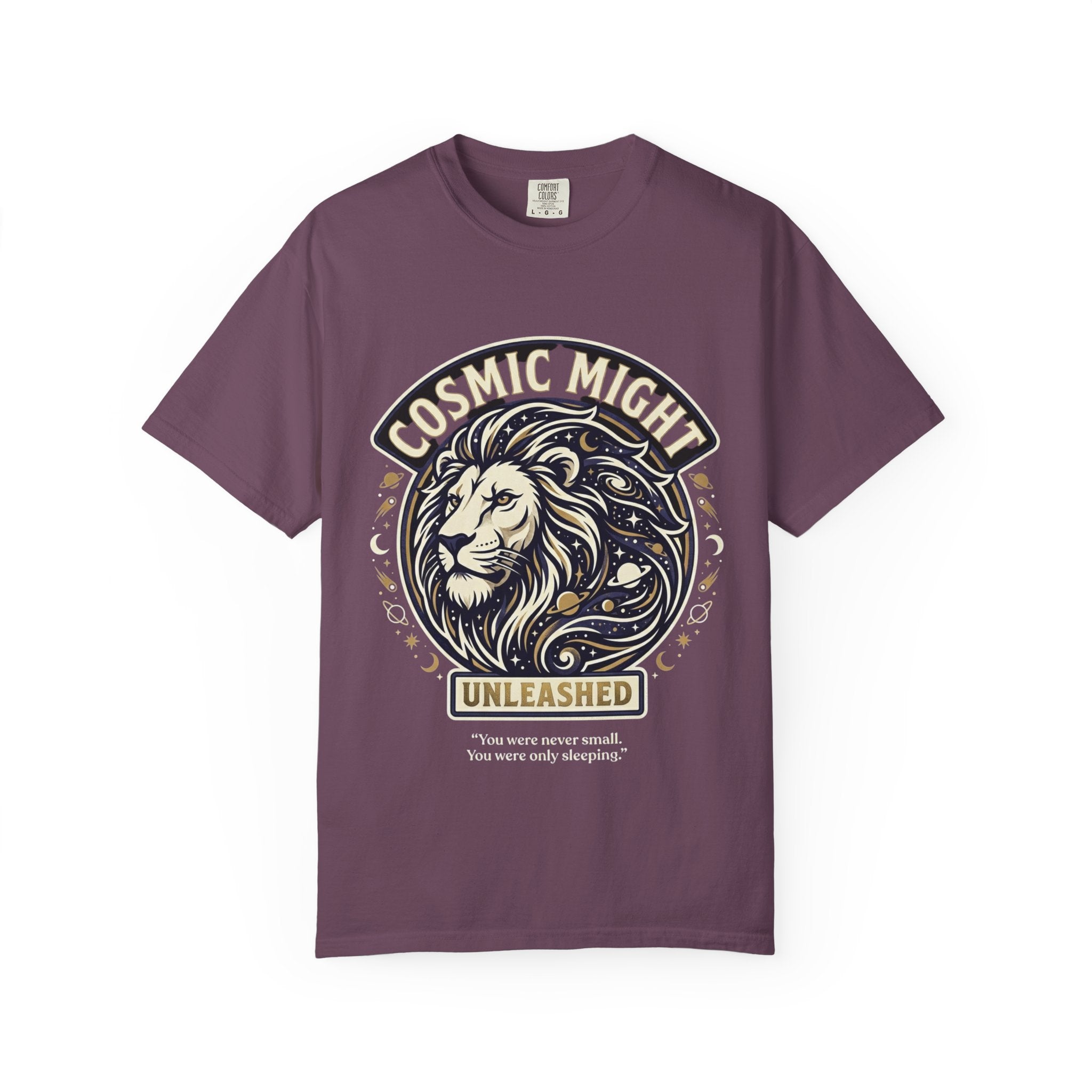 PRB Starforged Flex Cosmic Might Unleashed Lion Graphic T-Shirt — "Unleashed" Inspirational Lion Tee by Power Runs Black
