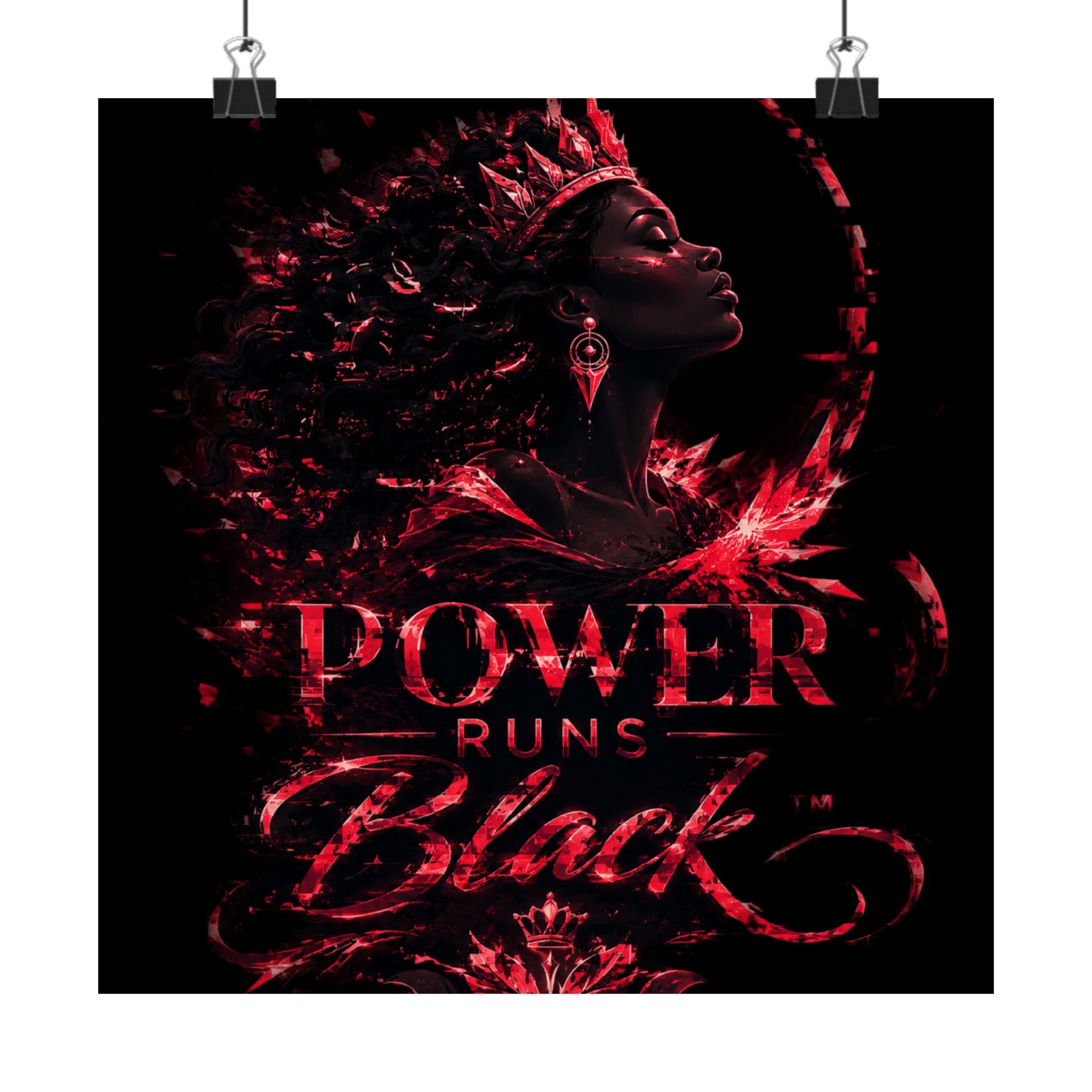 Power Runs Black Matte Poster — Afrocentric Inspirational Wall Art by Power Runs Black