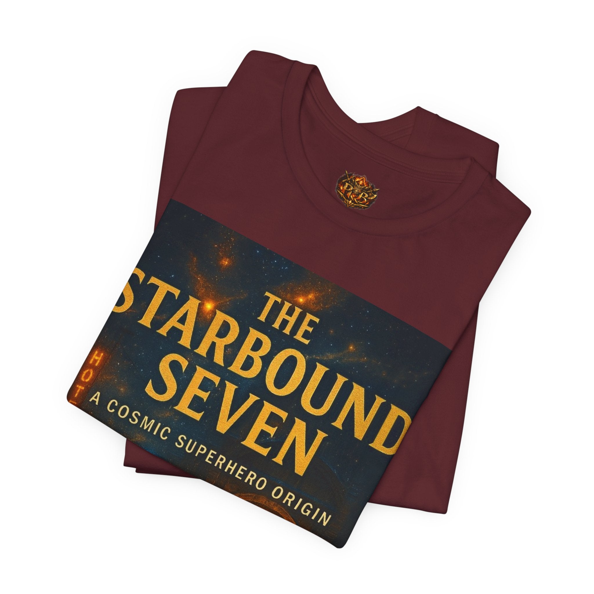Power Runs Black PRB The Starbound Seven Tee – Retro Cosmic Superhero Poster Shirt by Power Runs Black