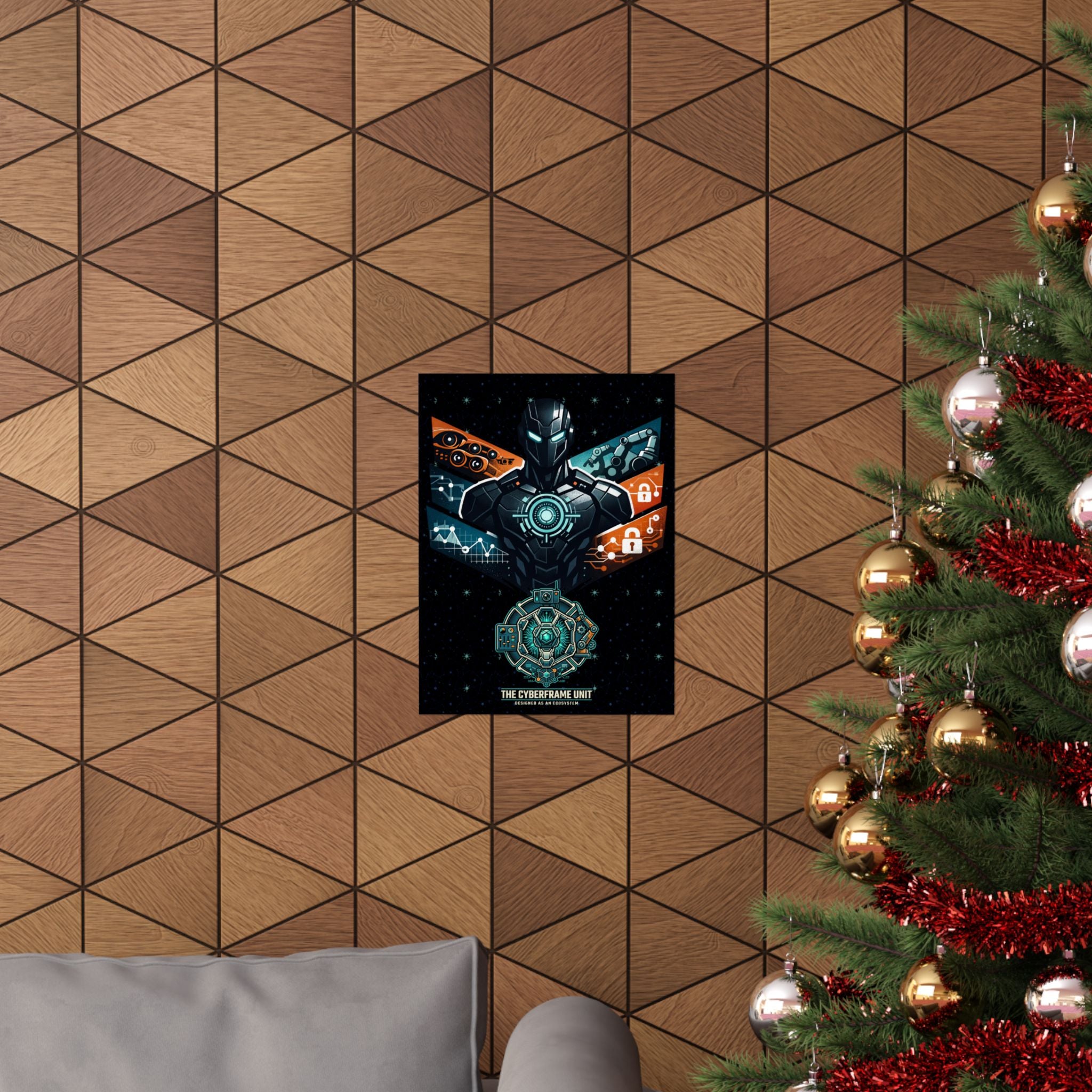 Power Runs Black Cyberframe Unit Sci‑Fi Poster — Matte Vertical by Power Runs Black