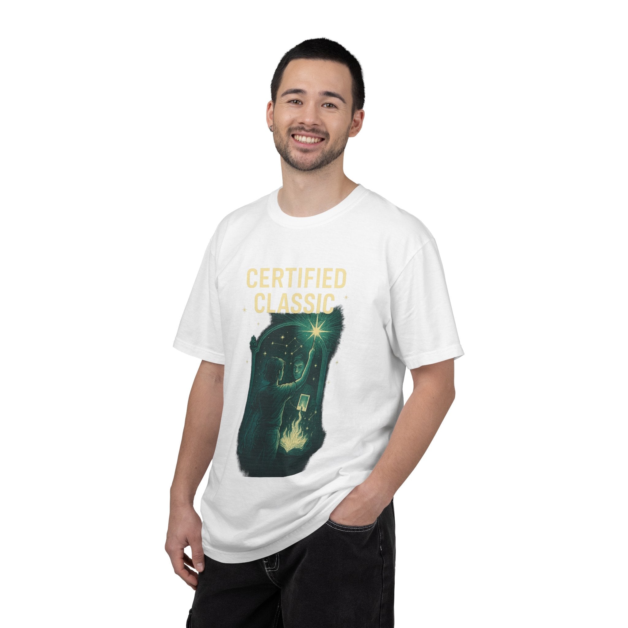 PRB Certified Classic illustration T-shirt | vintage camping, night sky, campfire by Power Runs Black