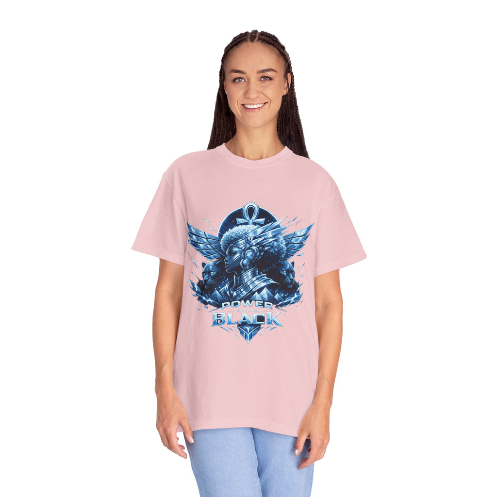 Power of Black Graphic T-Shirt — Egyptian Ankh Warrior Design by Power Runs Black