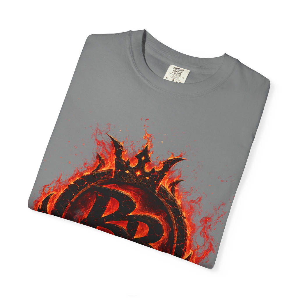 Power Runs Back PRB Flame Logo T-shirt | Fiery Emblem Tee, Grunge Rock Chic by Power Runs Black