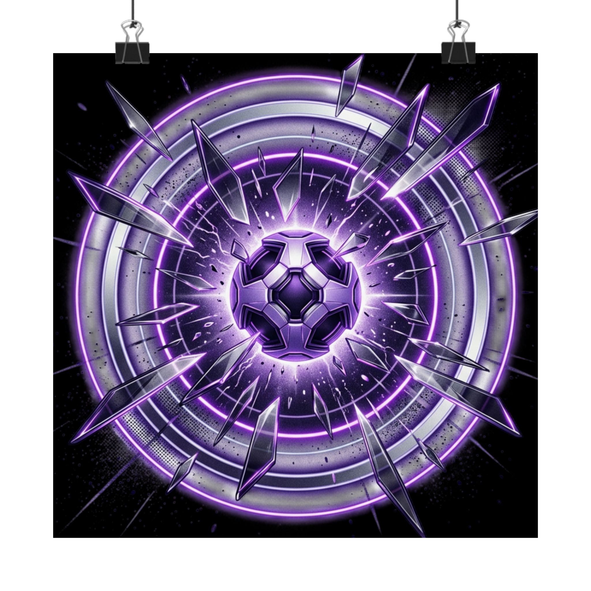 Power Runs Black Purple Energy Shield Matte Poster by Power Runs Black