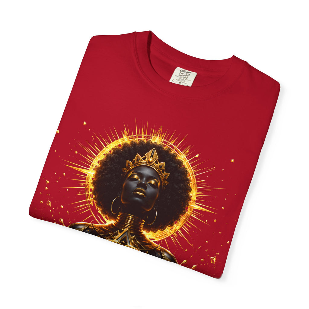 Power Runs Black goddess illustration T-Shirt | Afrocentric black pride design by Power Runs Black