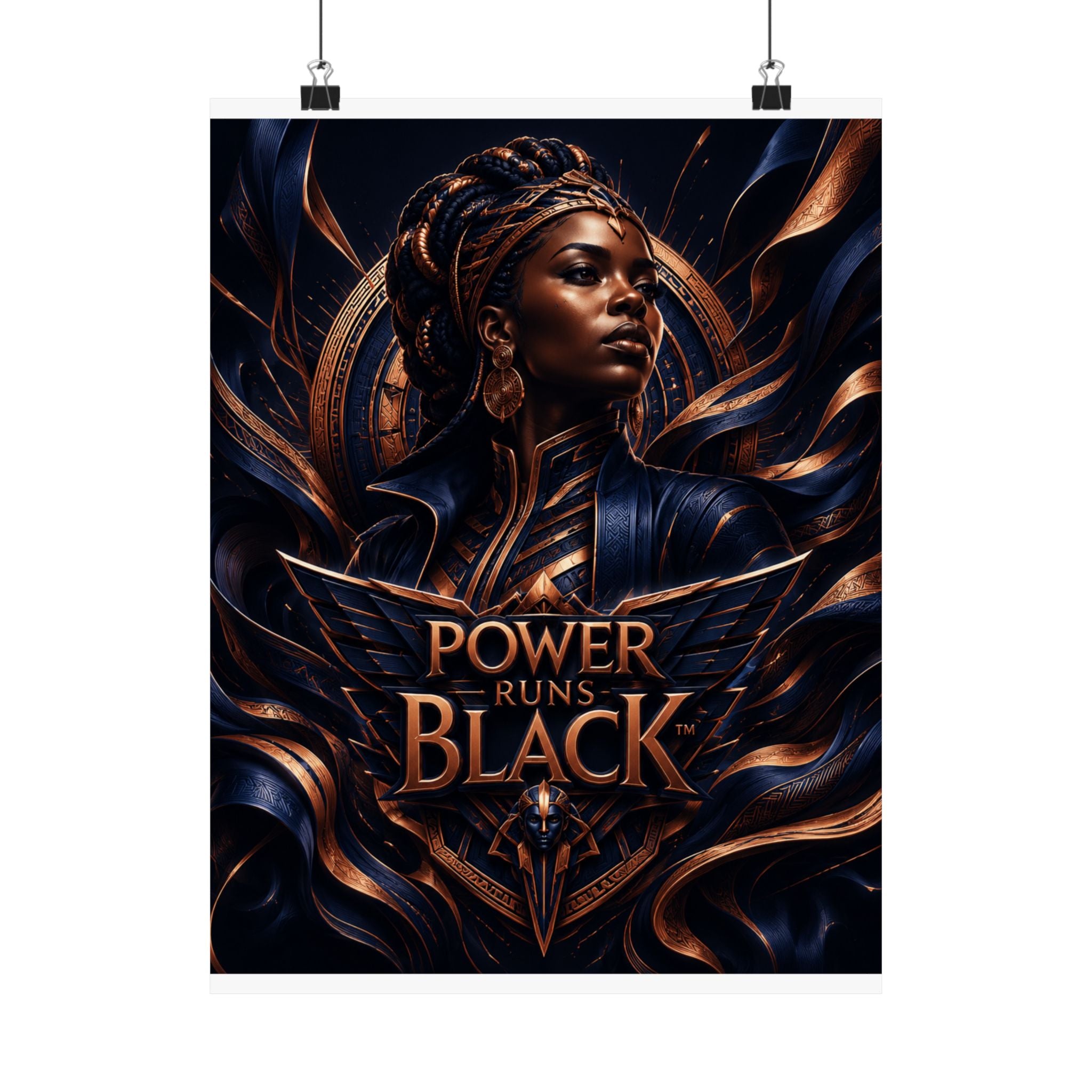 Power Runs Black Matte Poster — Afrocentric Inspirational Wall Art by Power Runs Black