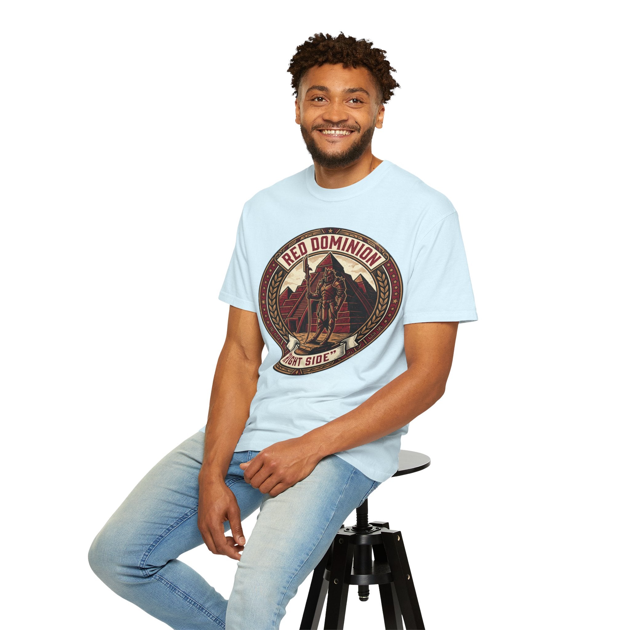 Power Runs Black PRB Red Dominion 'Right Side' Graphic T-Shirt by Printify