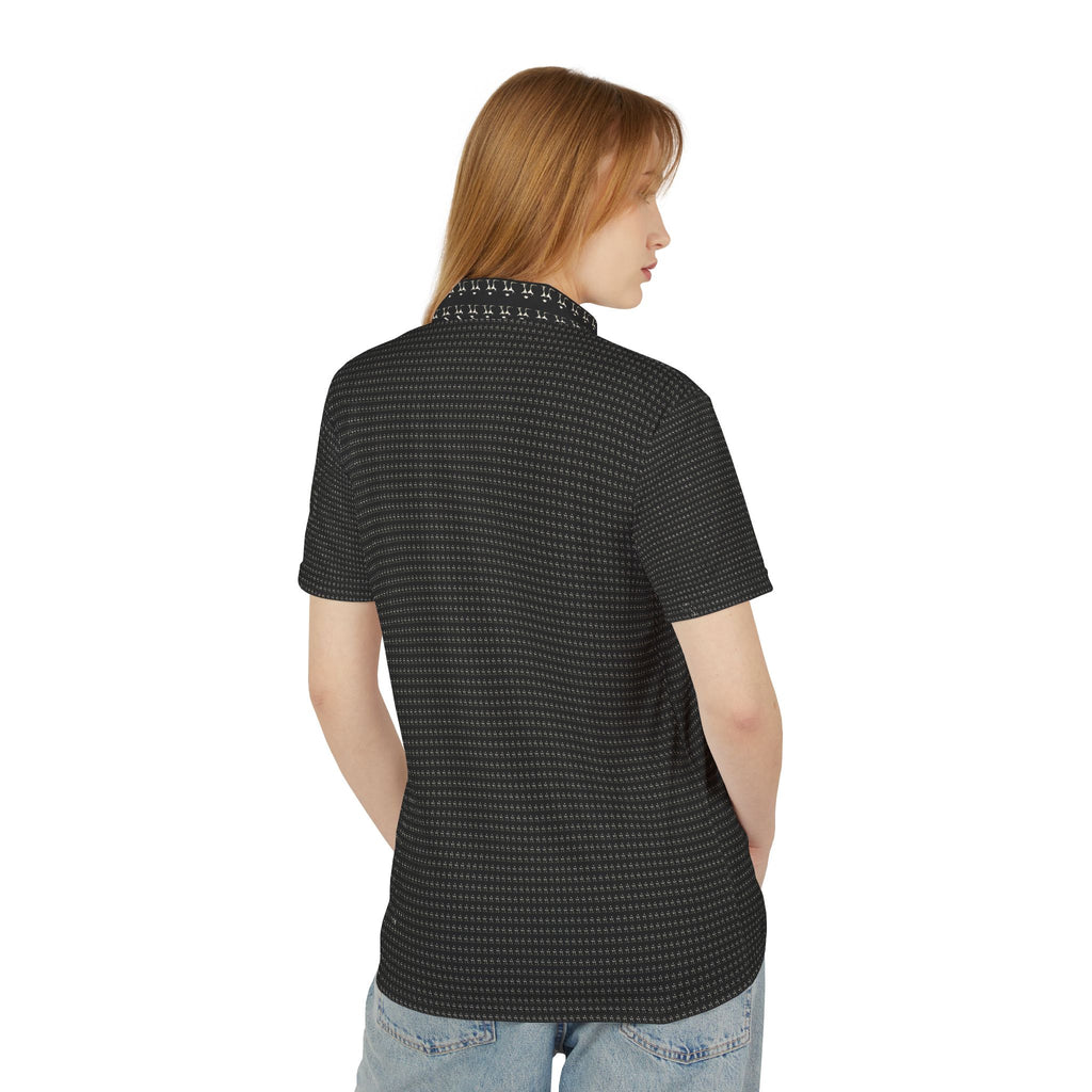 Power Runs Black PRB Black Microdot Pattern Polo Shirt | All-Over Print Men’s Polo by Power Runs Black