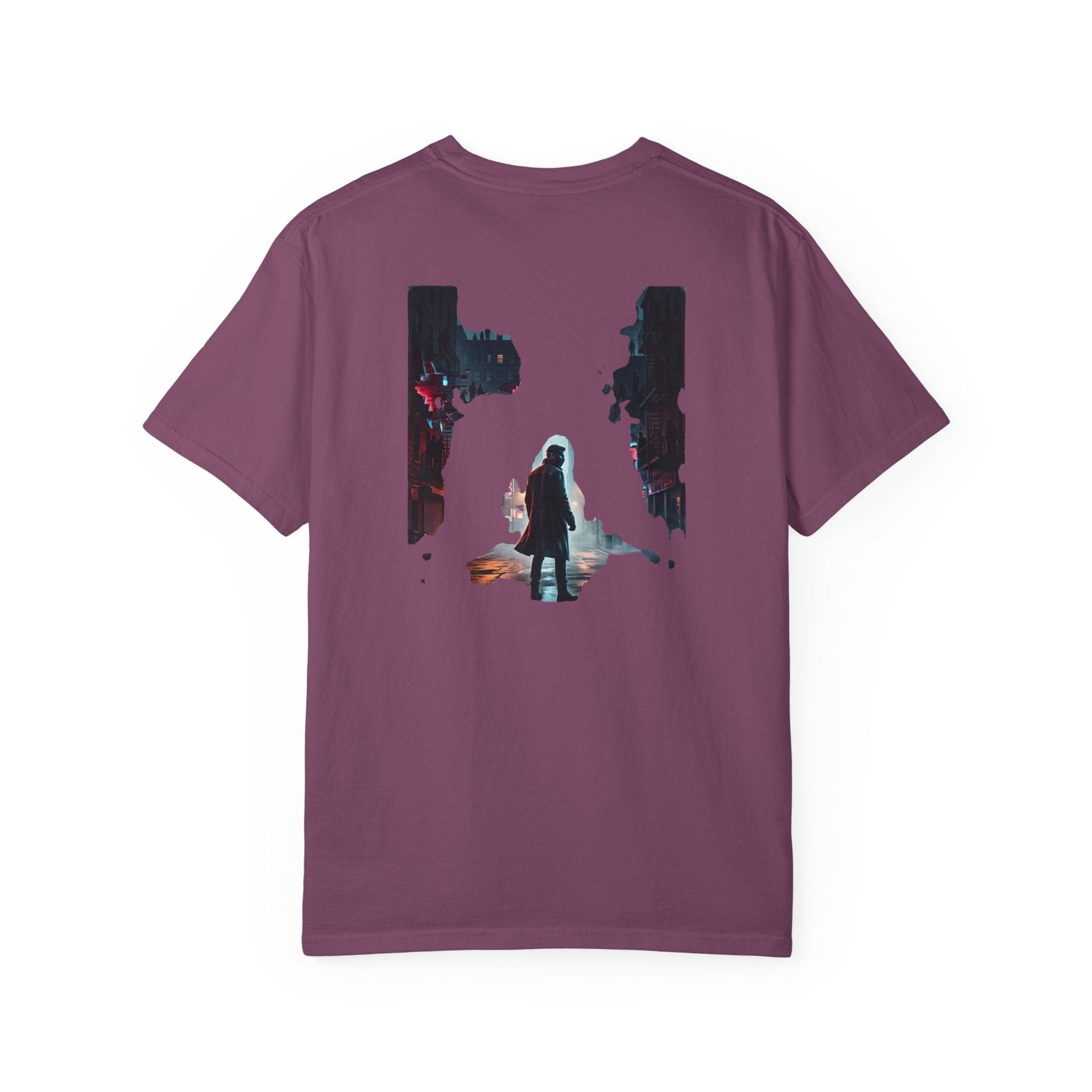 Syndication Loop Cyberpunk Portrait Tee — Tech-Noir Graphic T-Shirt | Power Runs Black by Printify