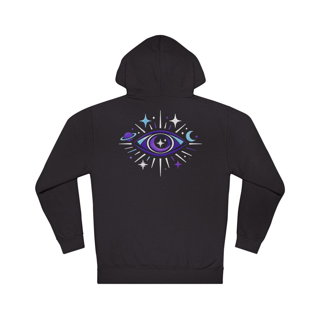 PRB Mystic Purple All-Seeing Eye Hoodie | Celestial Stars Moon by Power Runs Black