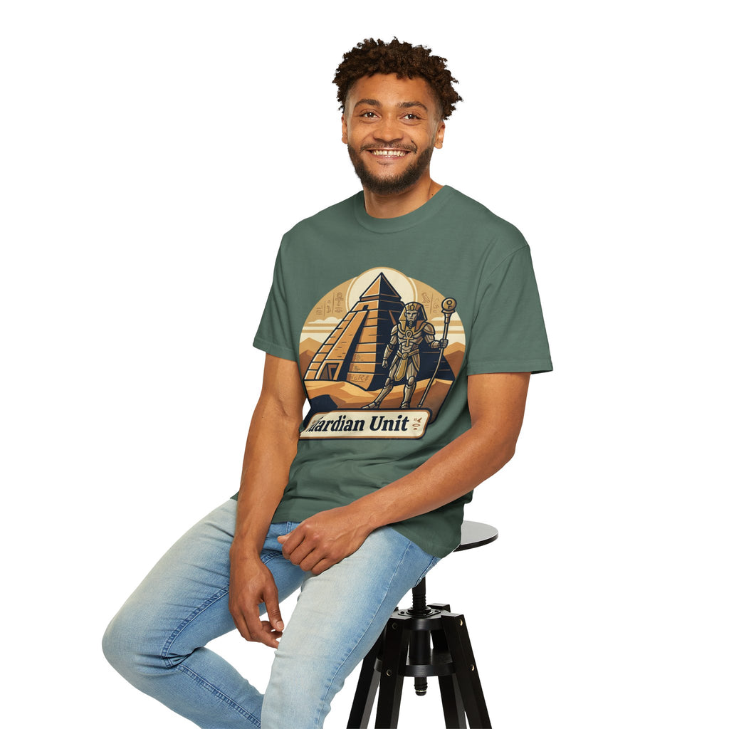Power Runs Black PRB Guardian Unit T-Shirt — Egyptian Pyramid Sci‑Fi Graphic Tee by Printify