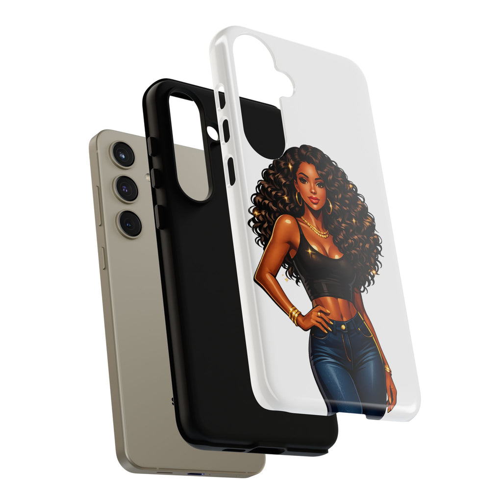 Pretty Rich Bitch by PRB Curly Hair Phone Case by Power Runs Black