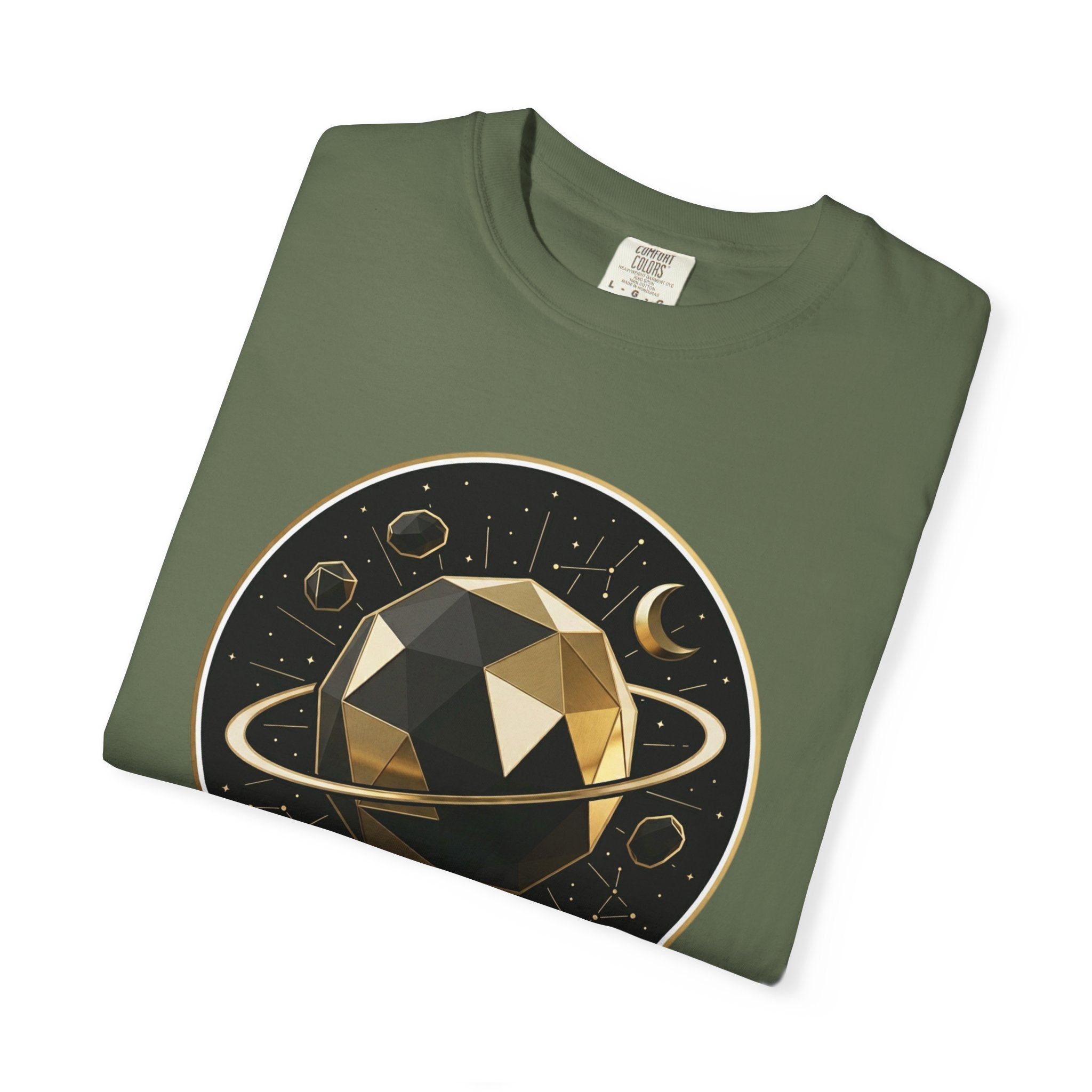 PRB Cosmos Geometric Planet T-Shirt by Power Runs Black