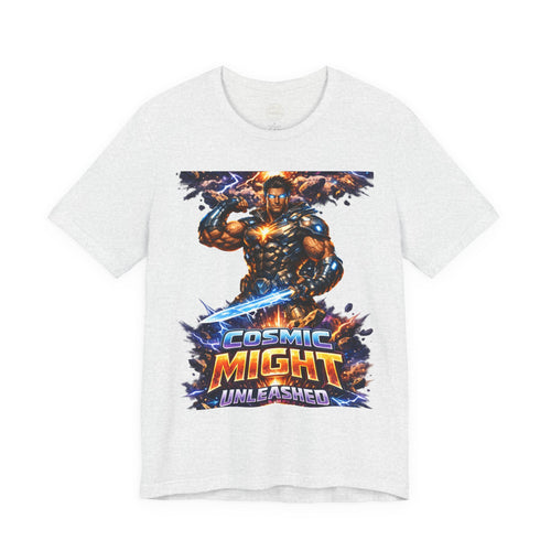 PRB Cosmic Might Unleashed Tee — Sci‑Fi Superhero Graphic T-Shirt by Printify