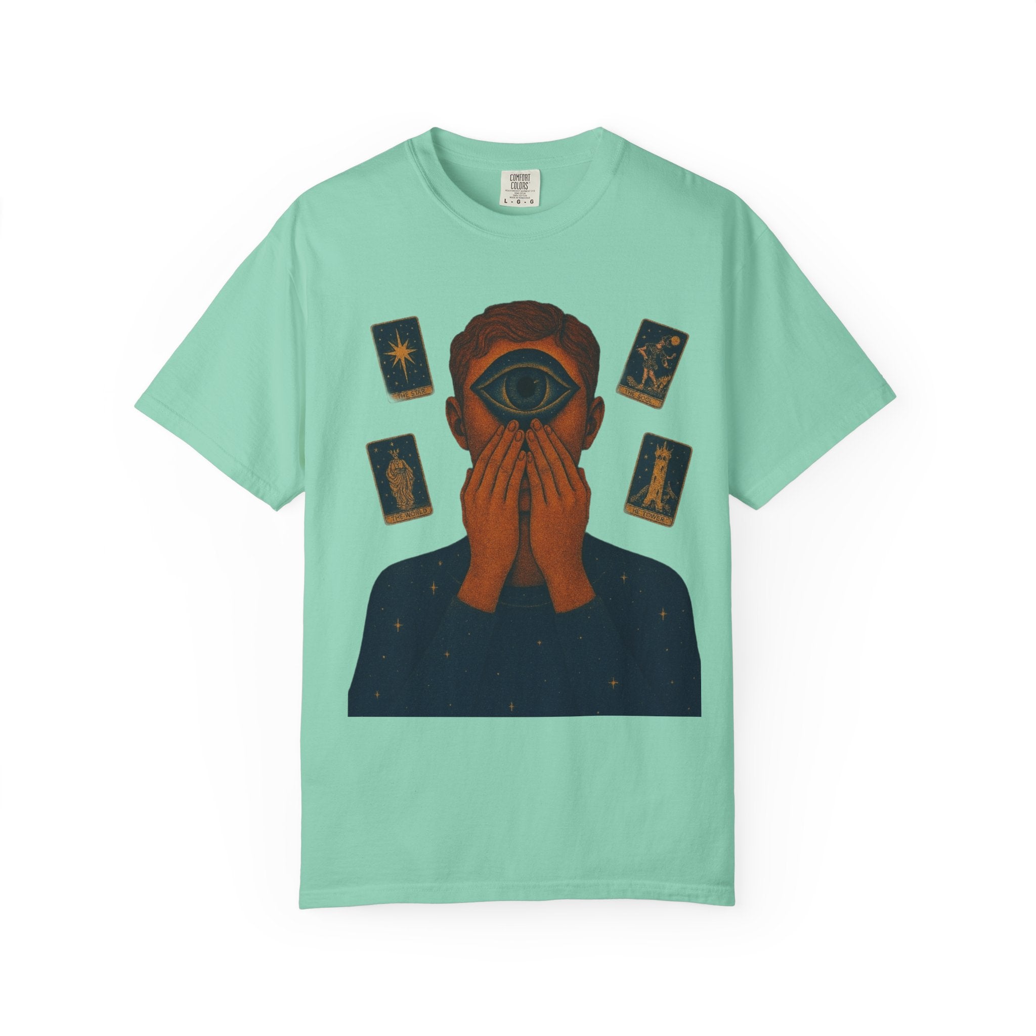 PRB Third Eye Tarot Illustration T-shirt | Occult Mystic Artwork by Power Runs Black