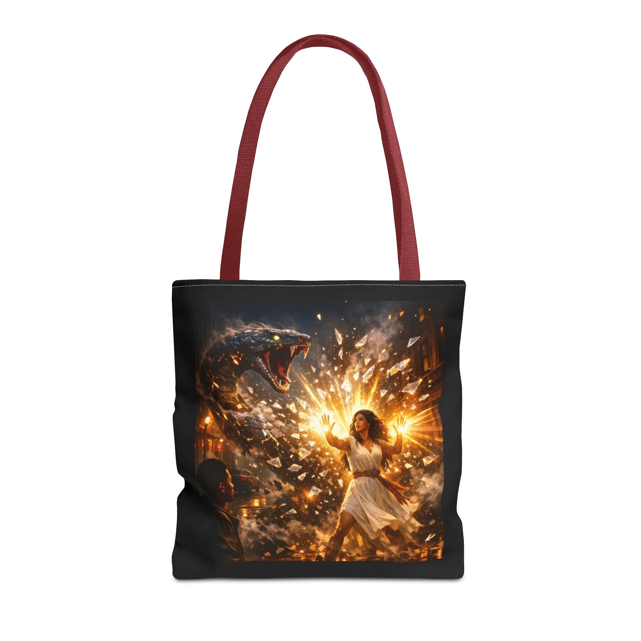 PRB Raging Serpent Burst tote bag | Fantasy serpent explosion art by Printify