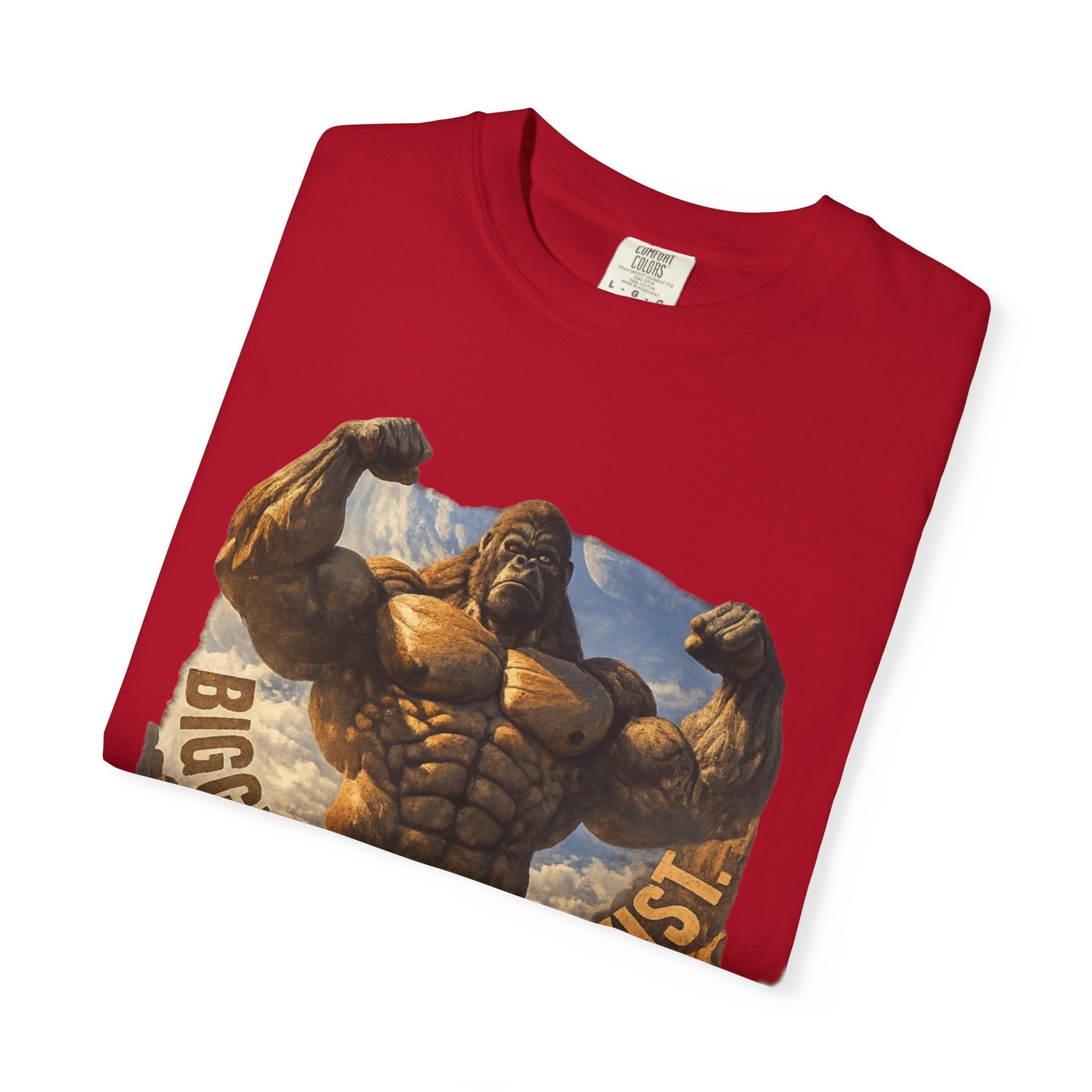 Power Runs Black PRB Biggest Flex I Exist T-Shirt — Funny Muscle Gorilla Graphic Tee by Printify