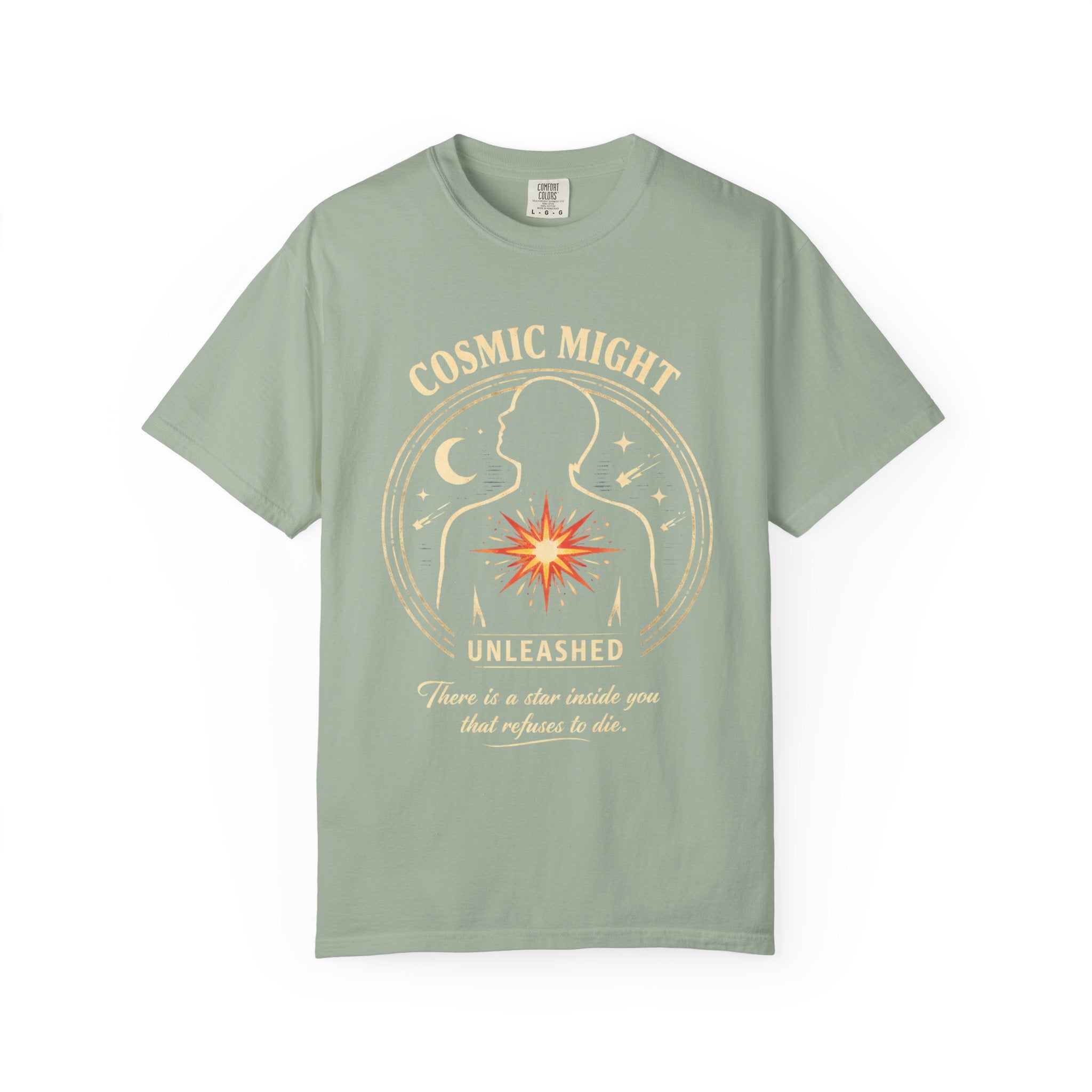 PRB Starforged Flex Cosmic Might T-Shirt — "Unleashed" Astral Heart Graphic Tee by Power Runs Black