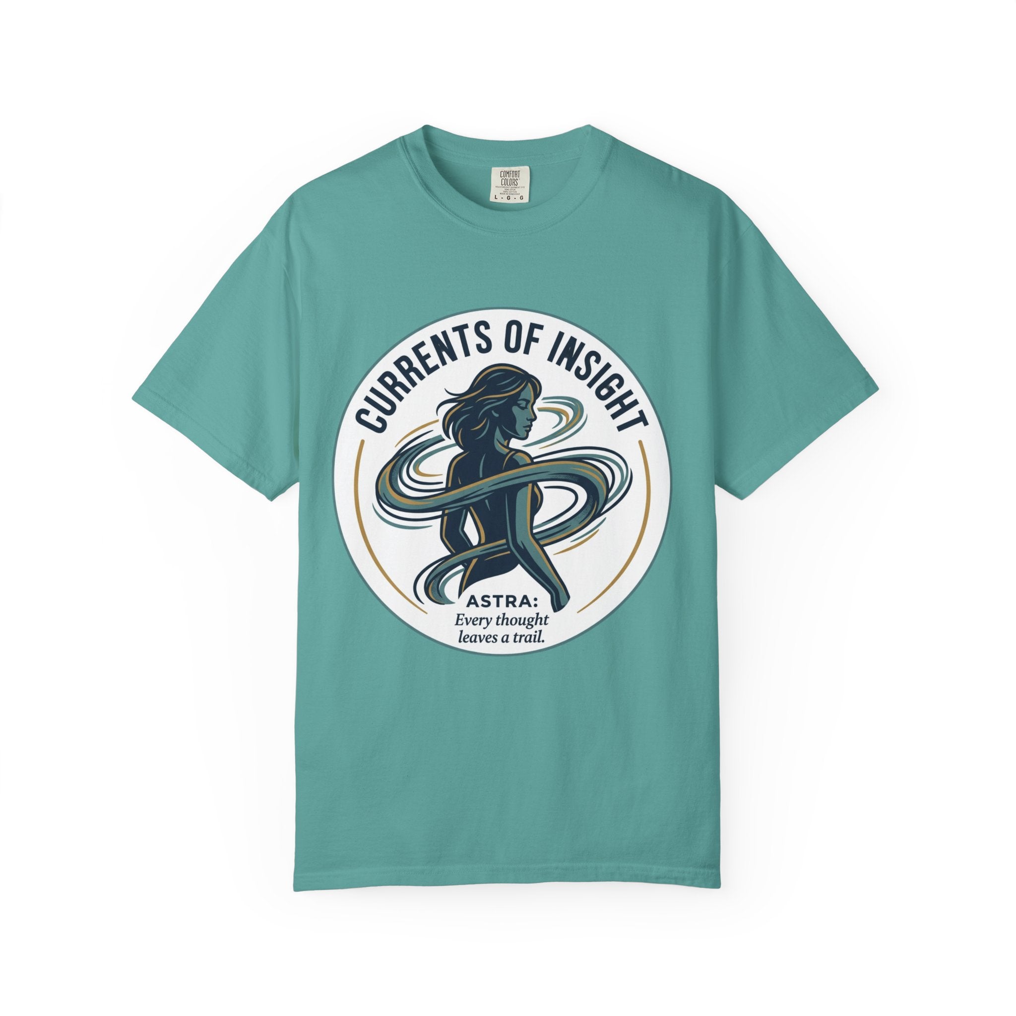 Power Runs Black Currents of Insight T-Shirt — 'Astra: Every thought leaves a trail' Graphic Tee by Power Runs Black
