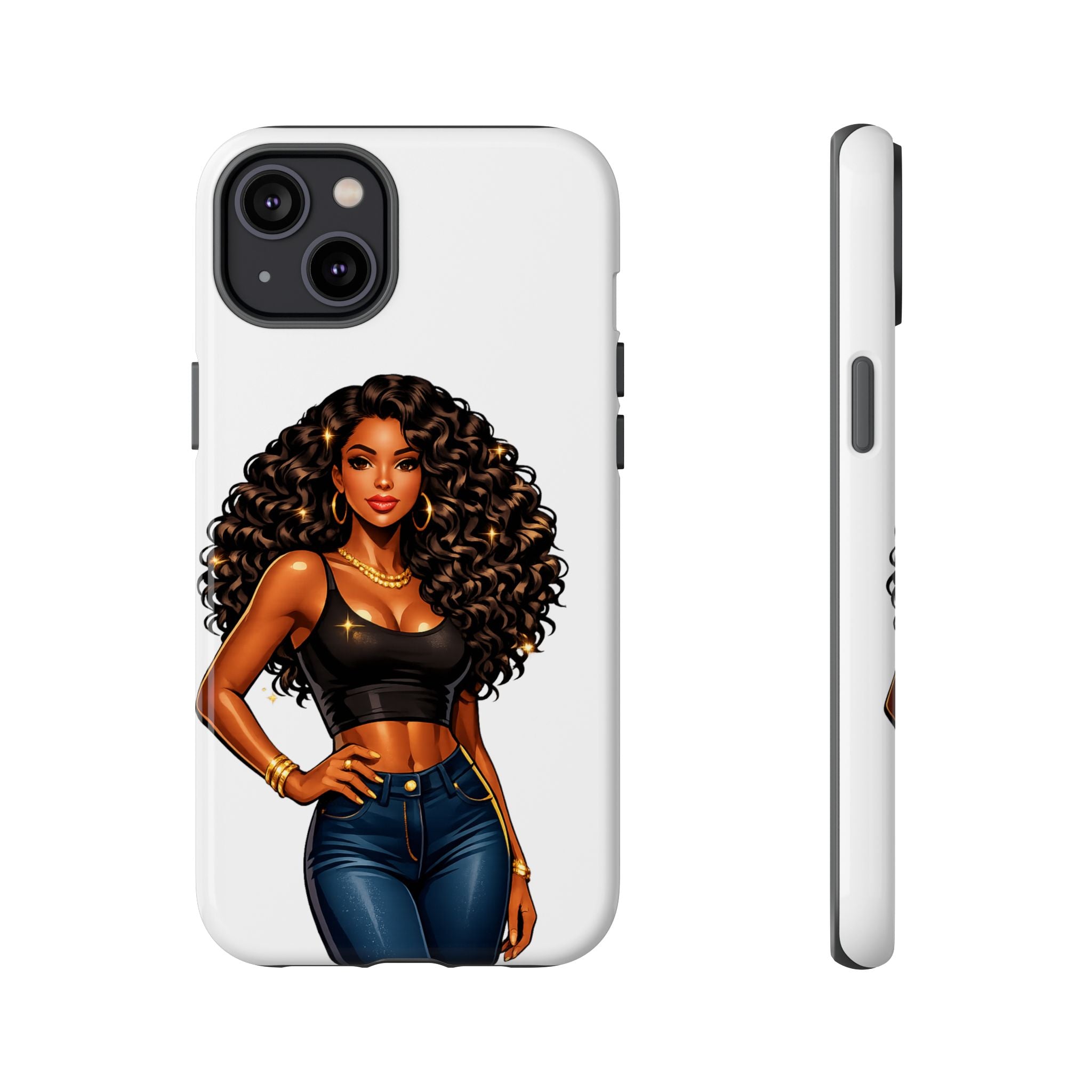 Pretty Rich Bitch by PRB Curly Hair Phone Case by Power Runs Black