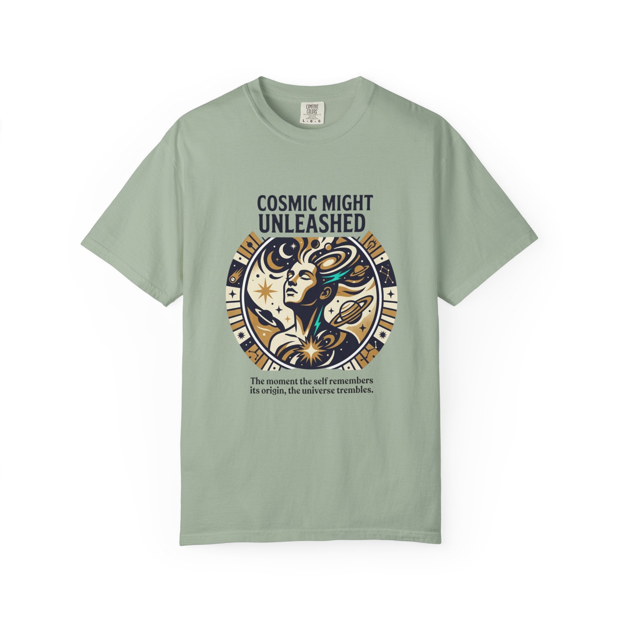 PRB Starforged Flex Cosmic Might Unleashed Graphic T-Shirt — Celestial Stag Astrology Tee by Power Runs Black