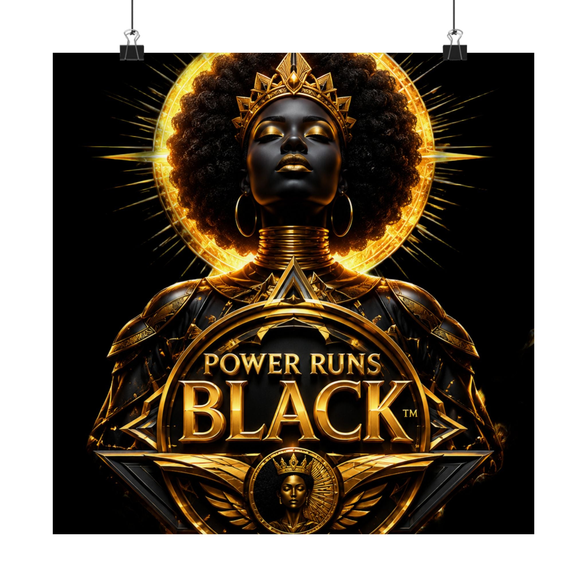 Power Runs Black Matte Poster — "Power Runs Black" Afrocentric Goddess Wall Art by Power Runs Black