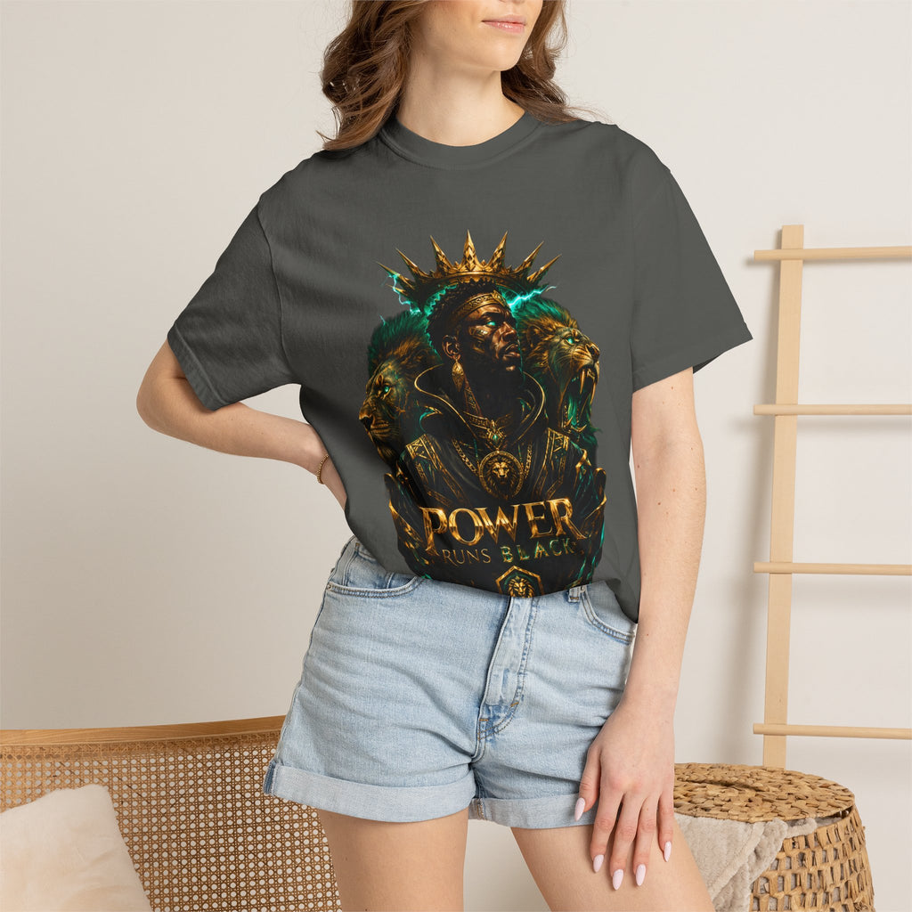 Power Runs Black PRB Green Angel Graphics Tee by Power Runs Black