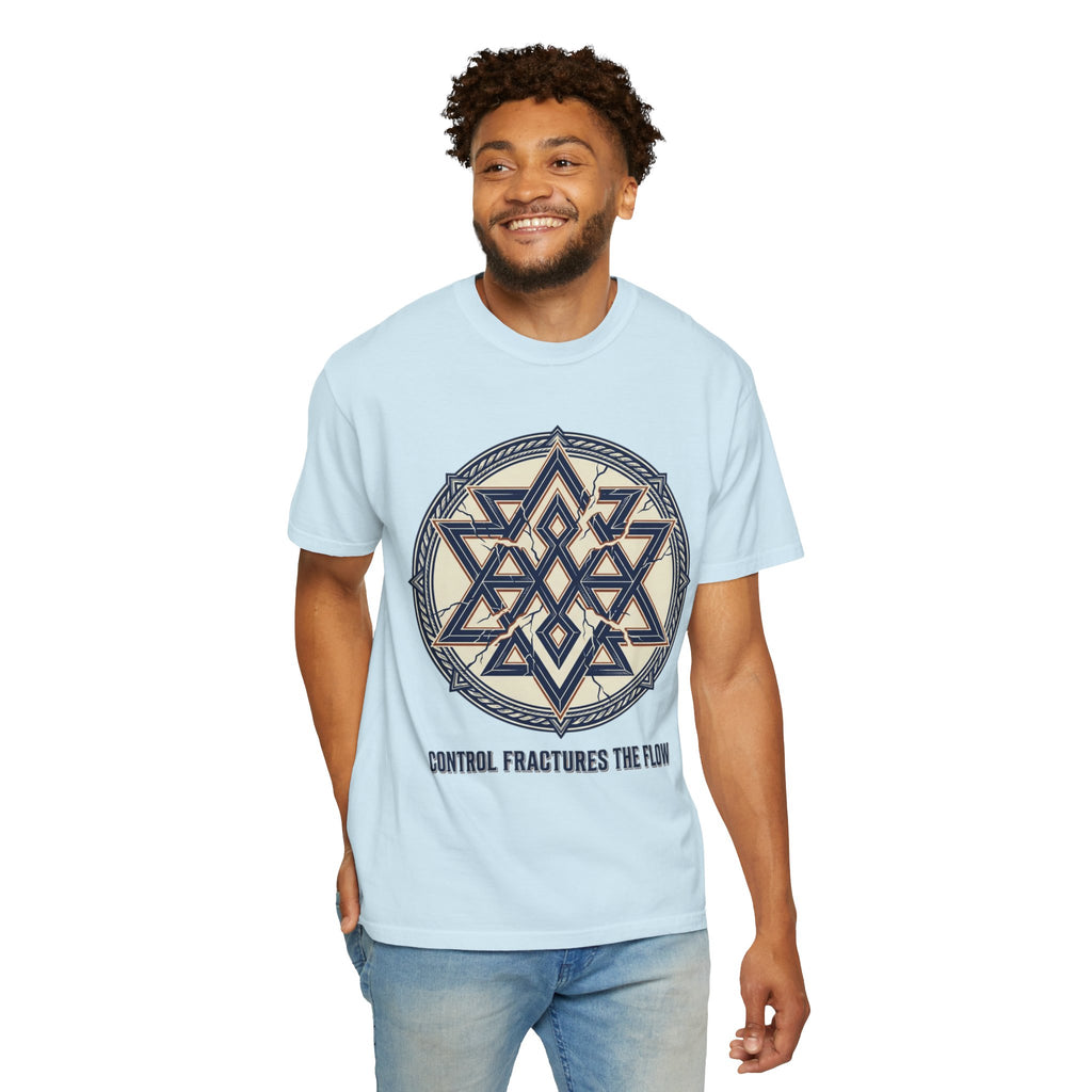 Power Runs Black PRB Geometric Star Mandala T-Shirt — "Control Fractures the Flow" Graphic Tee by Power Runs Black