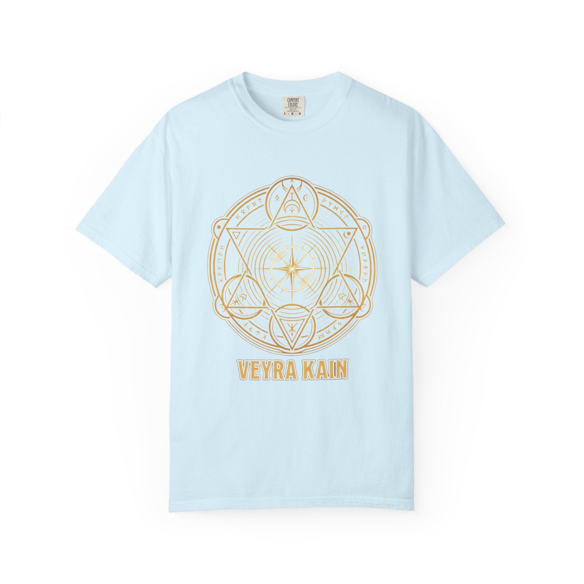 Power Runs Black PRB — Veyra Kain Geometric Sigil Tee with “Too Much Becomes Ruin” Graphic T-Shirt by Printify