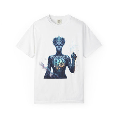 Printify PRB Divine Code Architect 4K Futuristic Blue Android with PR Chest Logo T-Shirt - T-Shirt