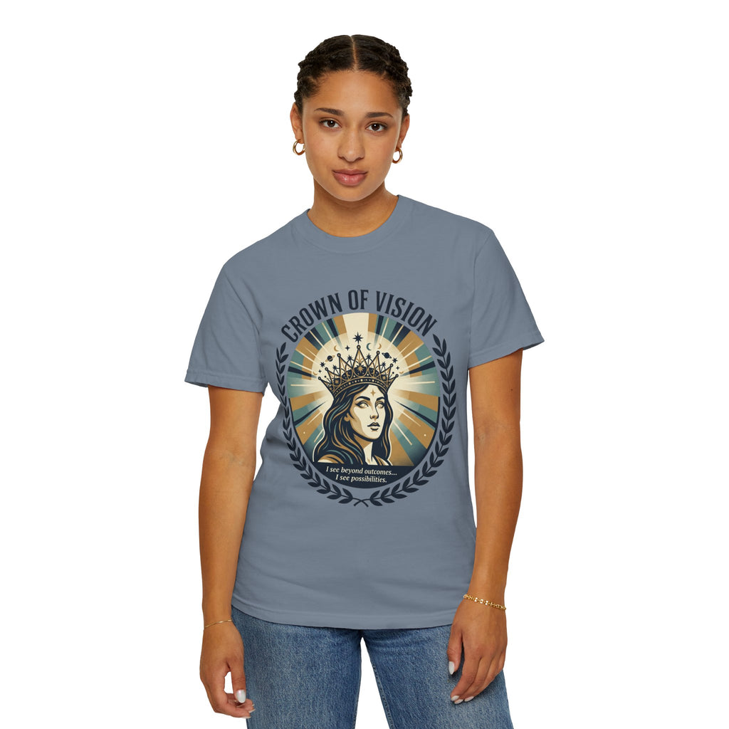 Power Runs Black Crown of Vision T-Shirt — Vintage Inspirational Graphic Tee by Printify
