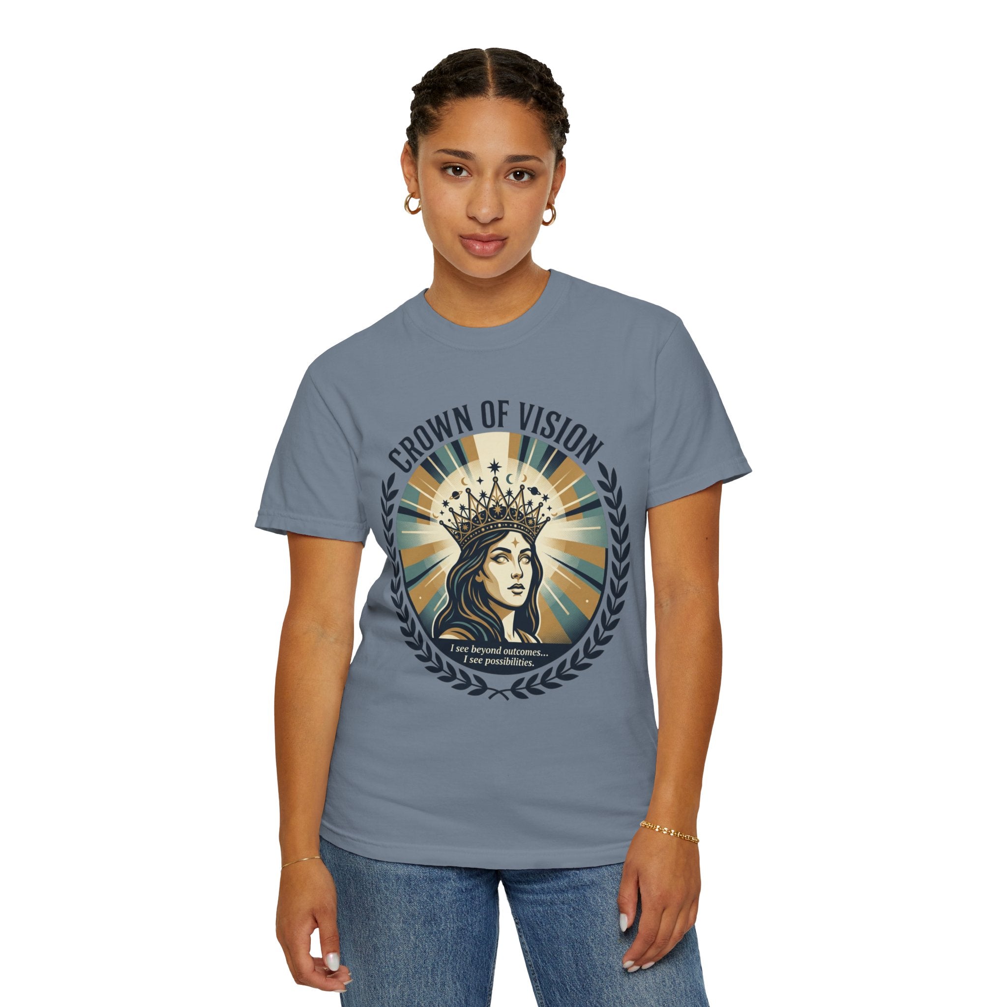 Power Runs Black Crown of Vision T-Shirt — Vintage Inspirational Graphic Tee by Printify