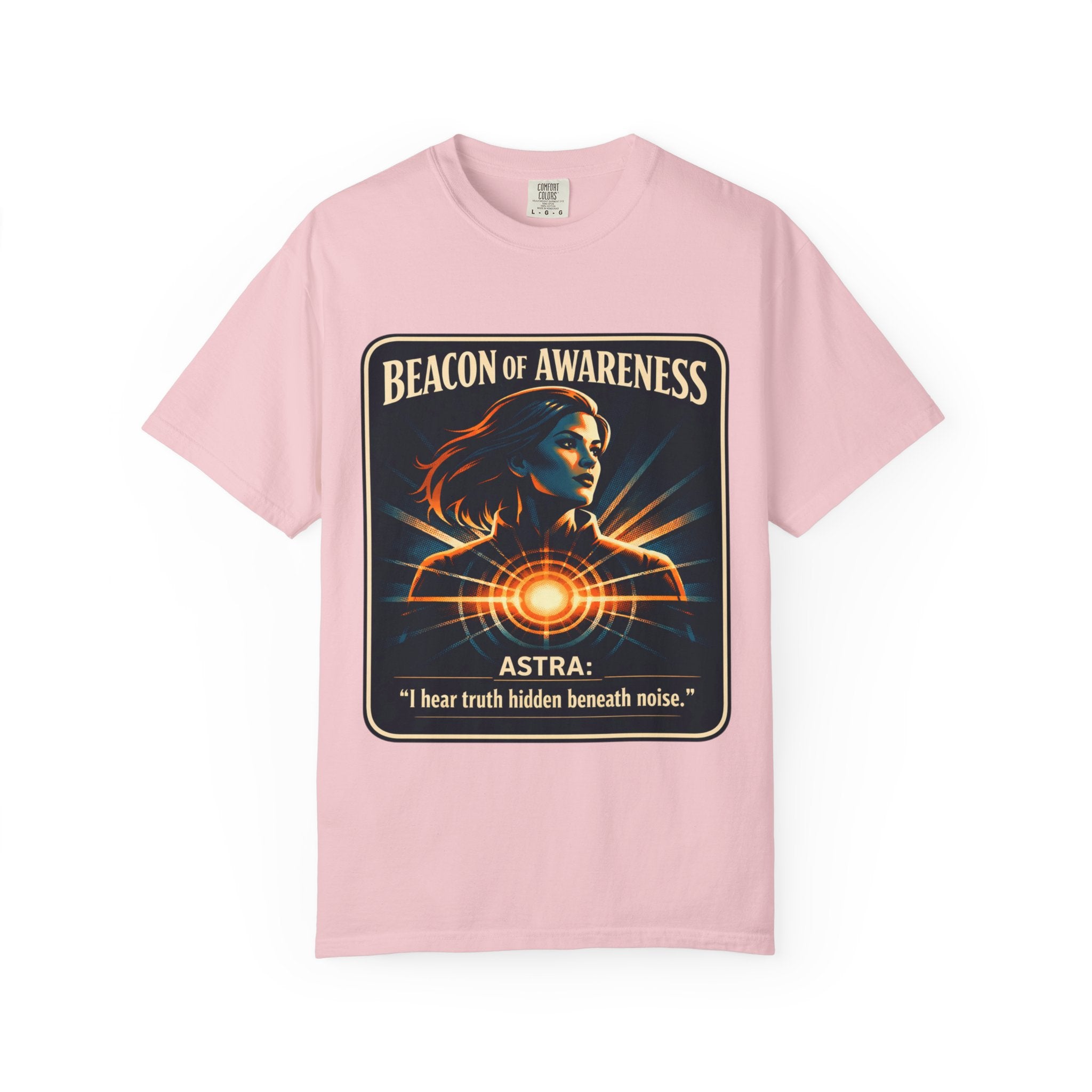 Power Runs Black Beacon of Awareness T-Shirt — “Astra: I hear truth hidden beneath noise” Cosmic Graphic Tee by Power Runs Black