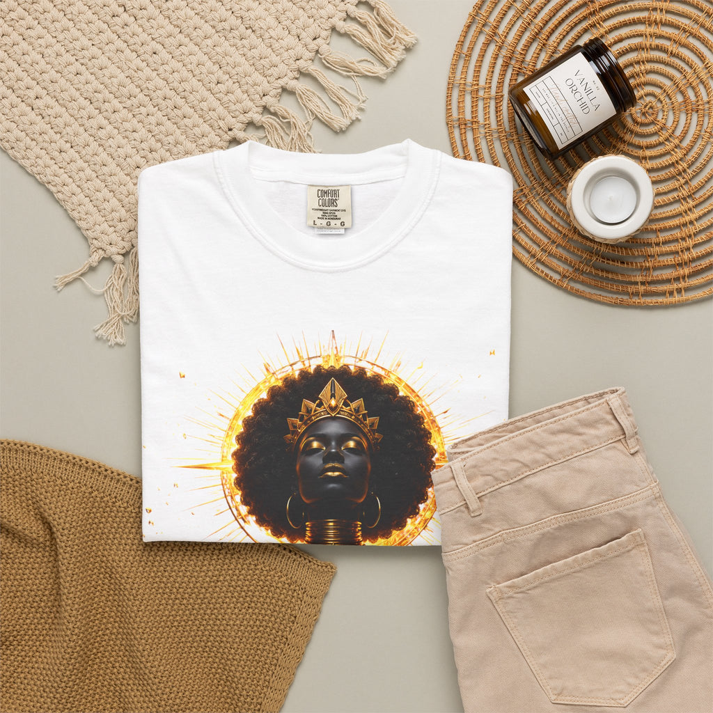 Power Runs Black goddess illustration T-Shirt | Afrocentric black pride design by Power Runs Black