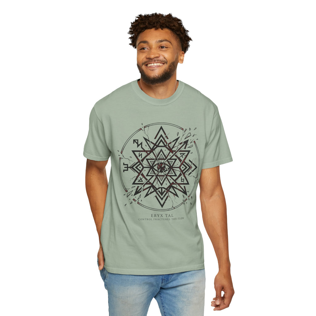 Power Runs Black PRB Eryx Tal Geometric Mandala T-Shirt — Symmetric Star Graphic Tee by Power Runs Black