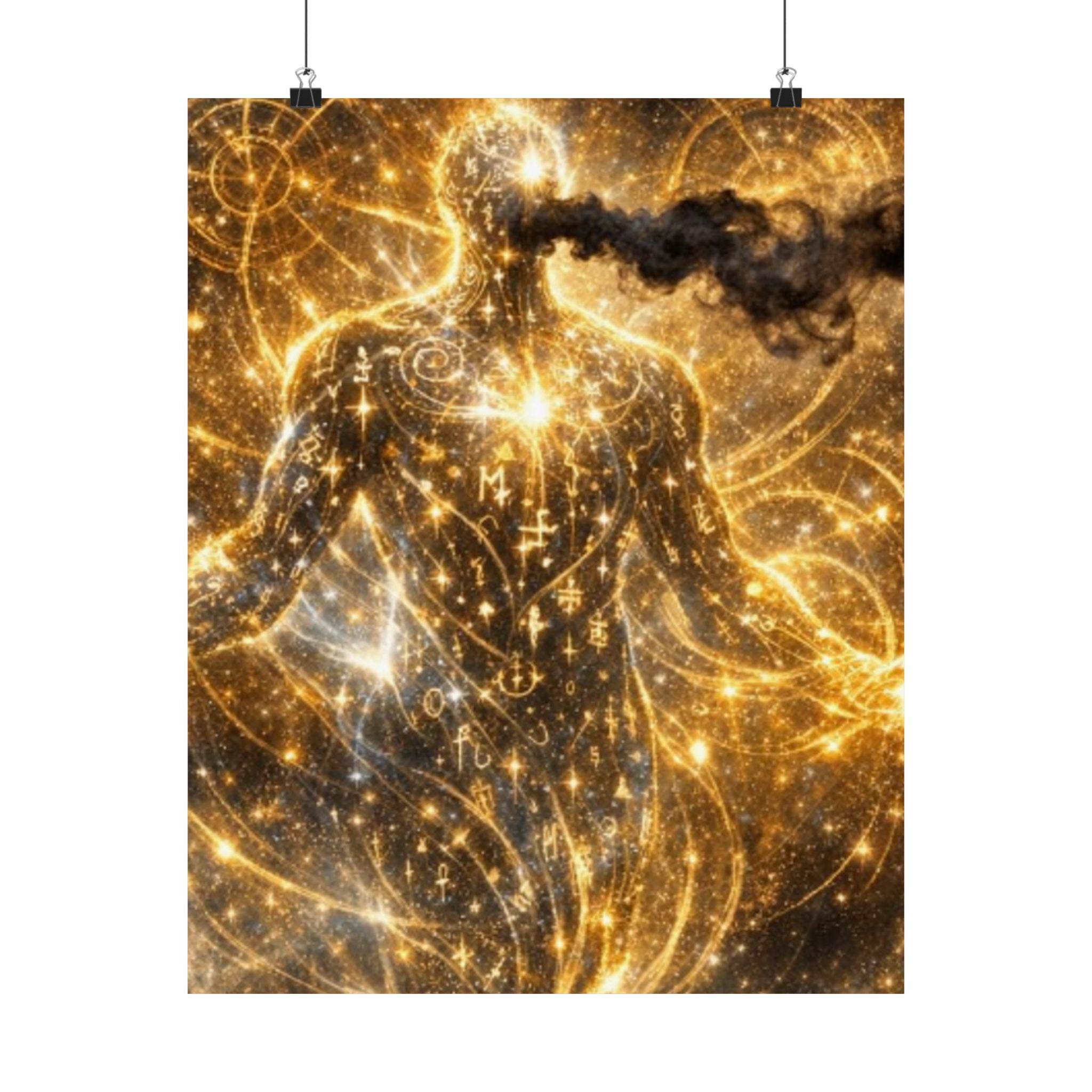 Power Runs Black PRB Archeon Kin Cosmic Figure Matte Vertical Poster | Spiritual Abstract Art by Printify