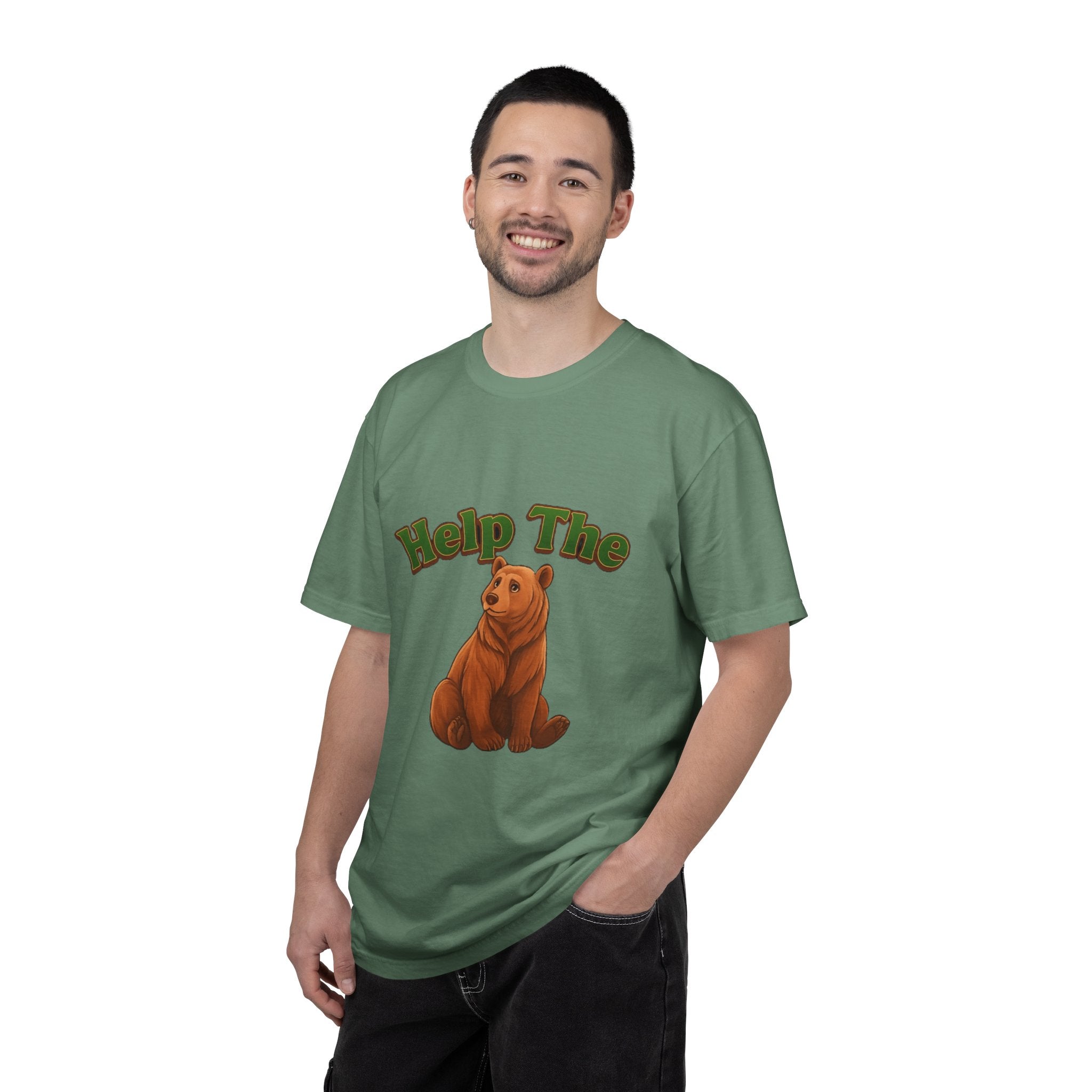 Power Runs Black PRB Help The Bear T-shirt | Cute Sitting Bear Illustration by Power Runs Black