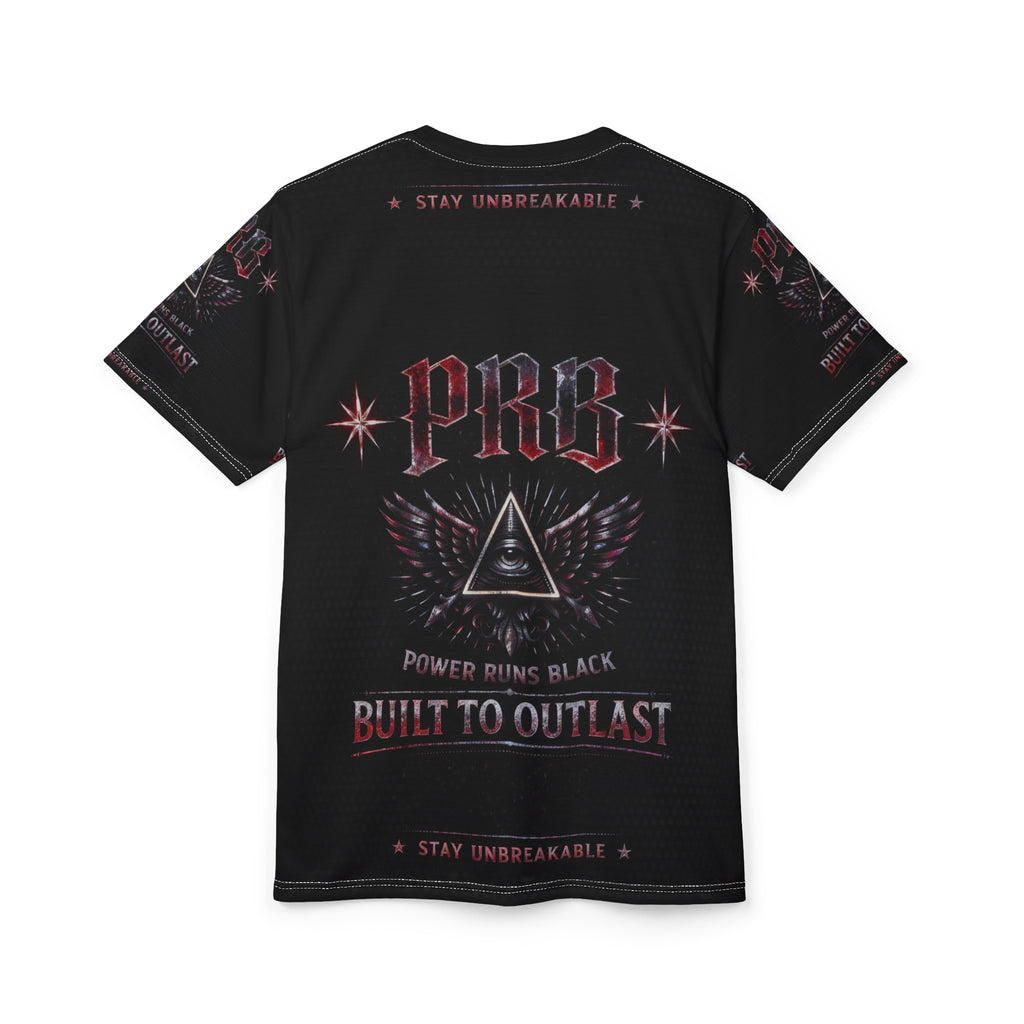 PRB Built to Outlast Tee — PRB Power Runs Black Graphic Shirt by Printify