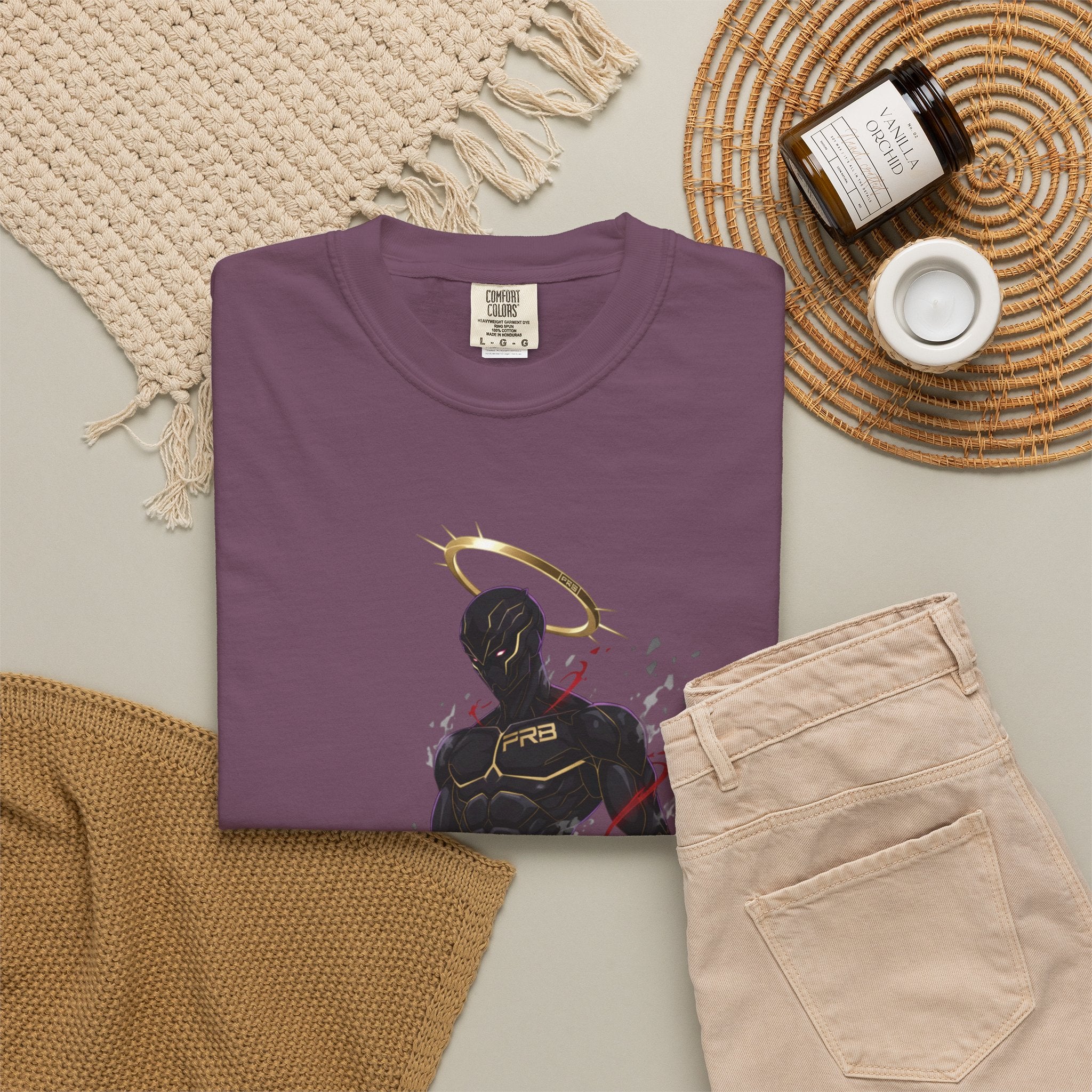 PRB Shadow Hero Graphic T-Shirt — Haloed Vigilante Illustration by Power Runs Black