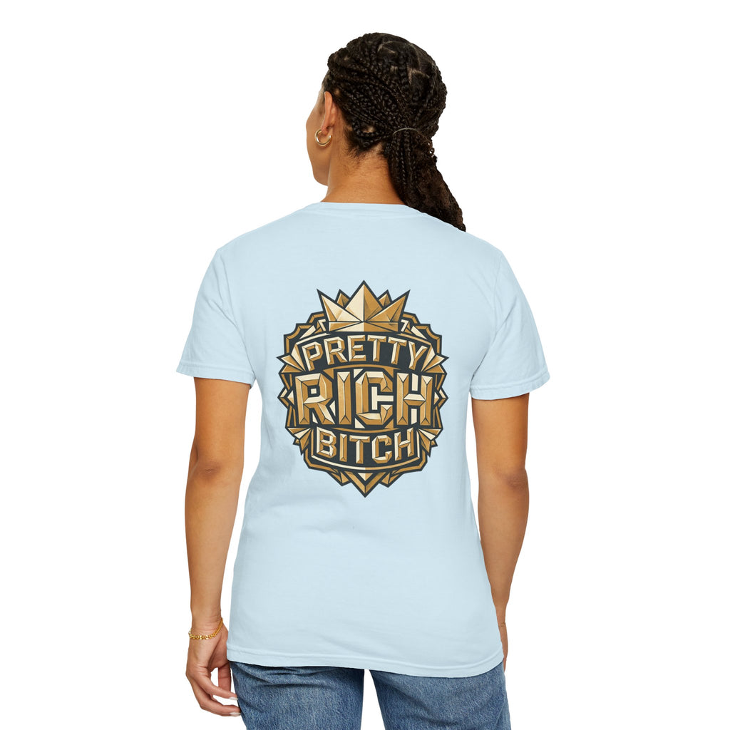Pretty Rich Bitch The Collection by PRB T-Shirt — Bold Graphic Tee with Empowered Woman Portrait by Power Runs Black